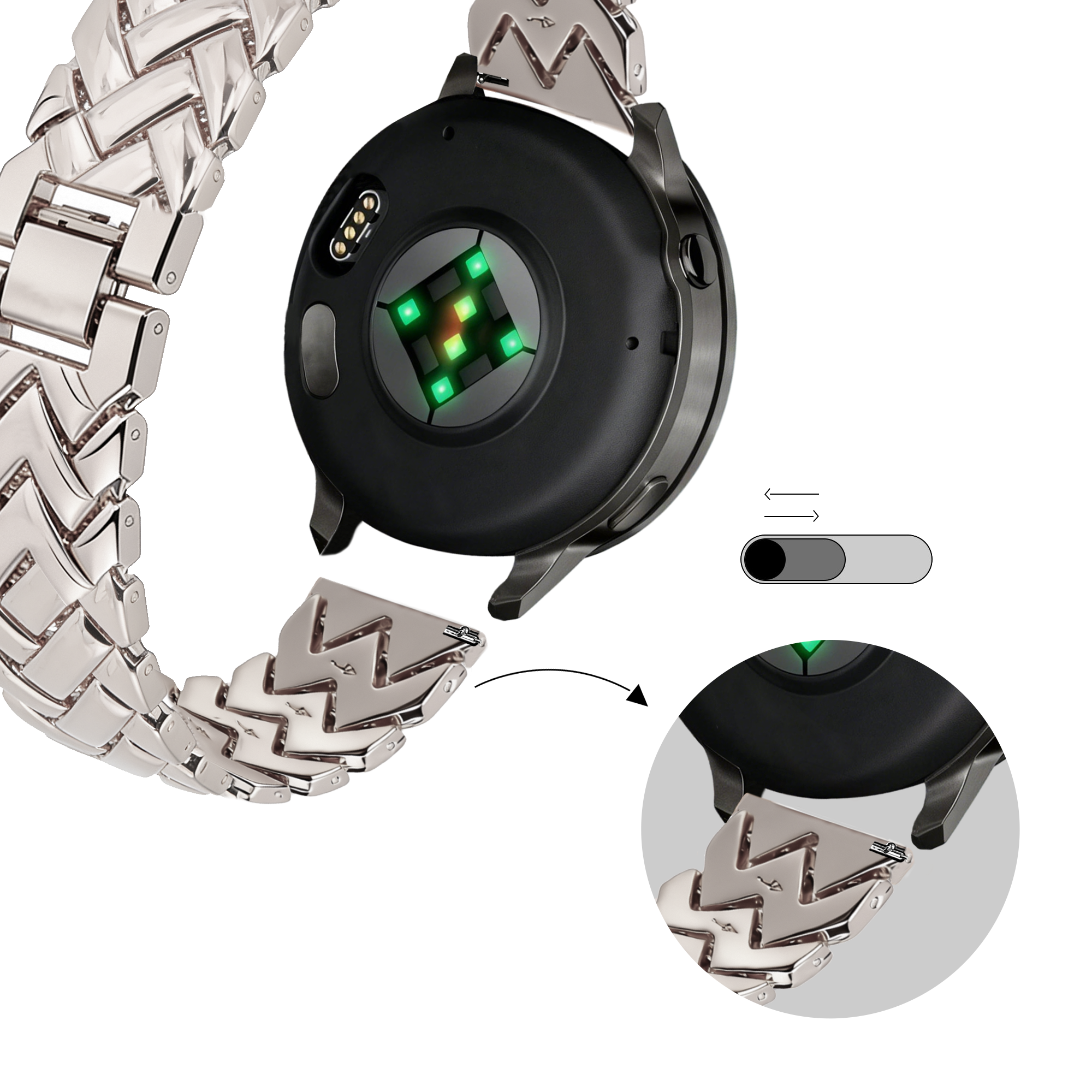 Bandz Bracelet metal 'V-Type' Xiaomi Watch S4 - 41mm (lumière stellaire)