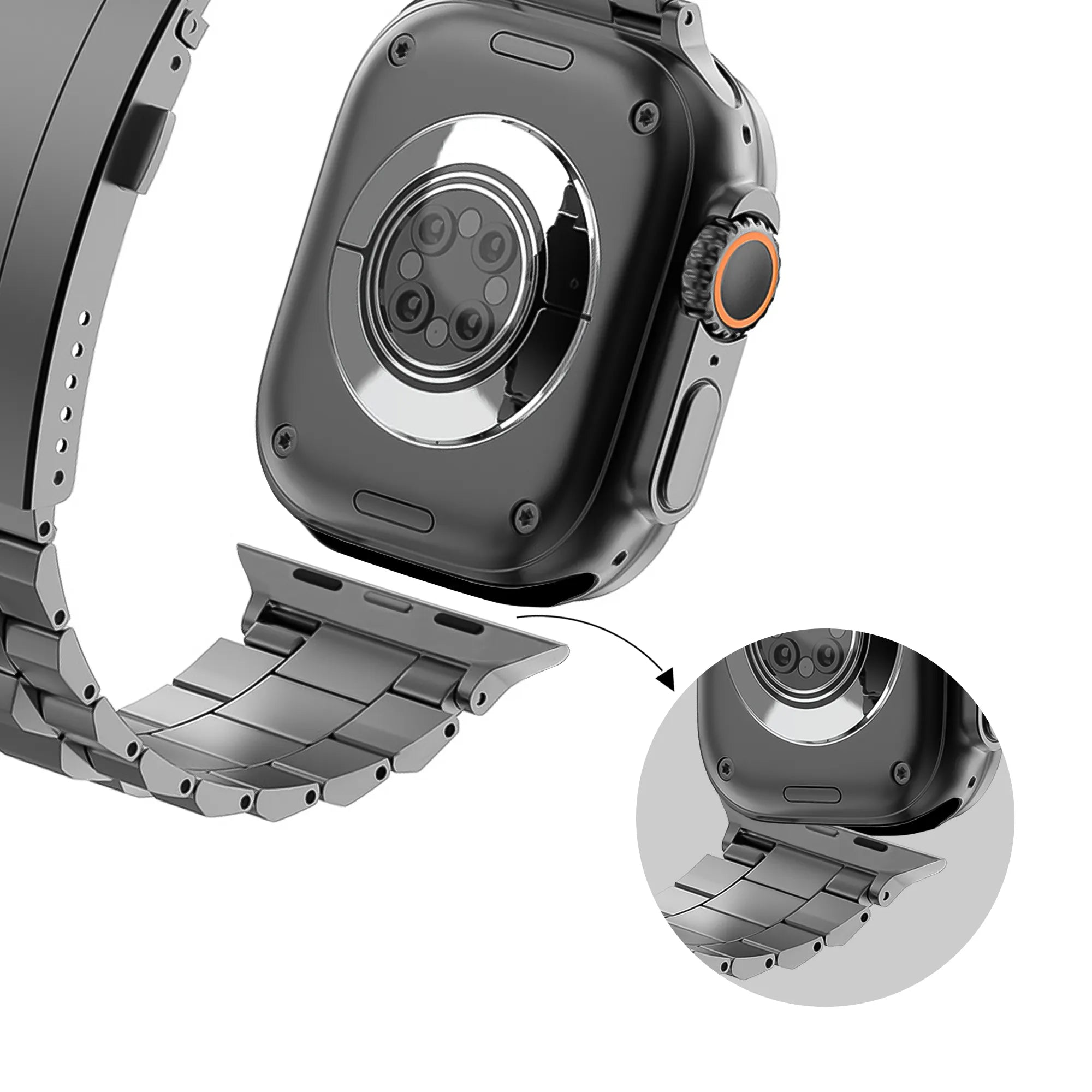 Bandz Apple Watch titanium band 'Deluxe' (grafiet)