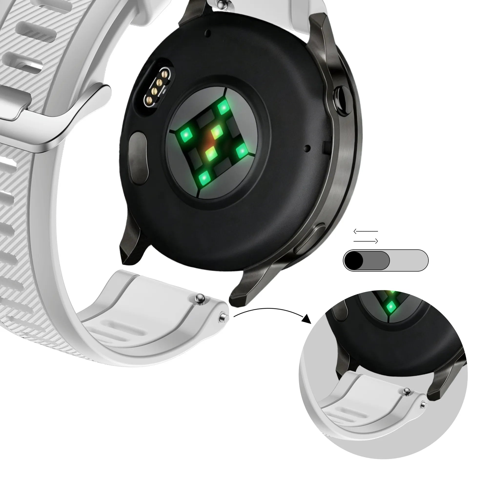 Bandz Garmin Approach S42 dual sport band met gesp (grijs)