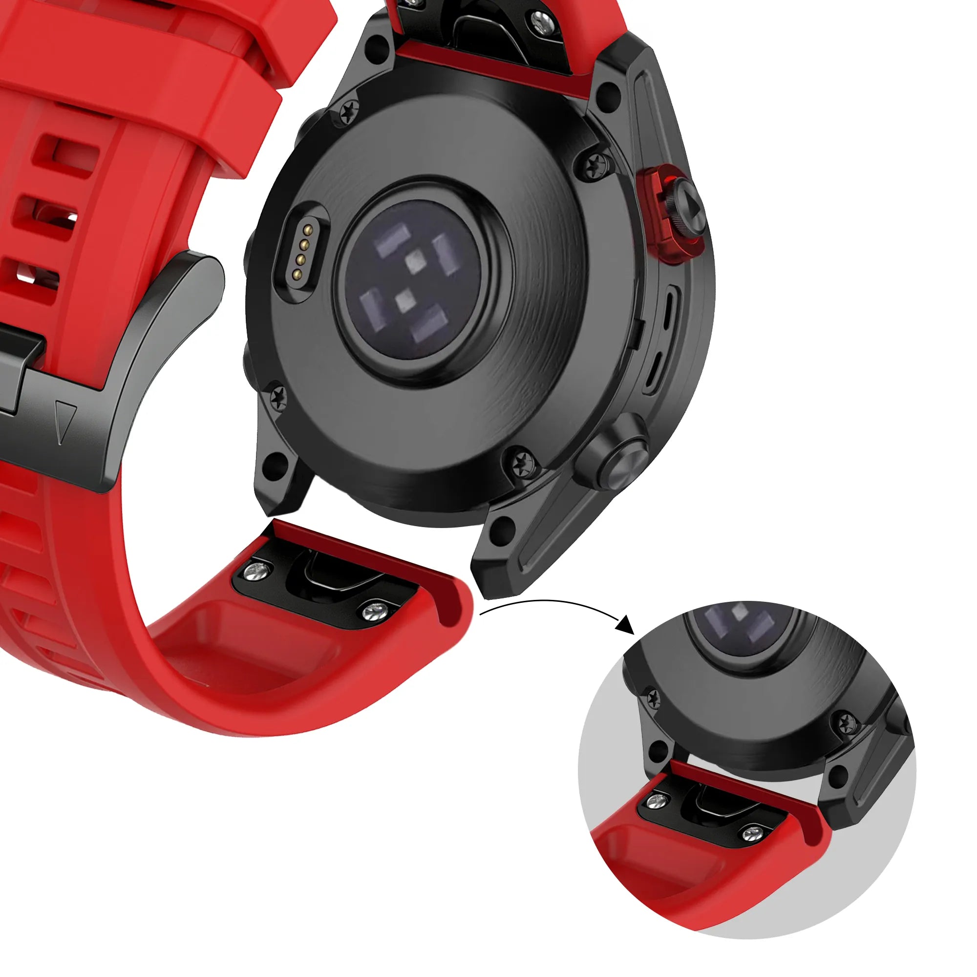 Bandz Garmin Fenix E Silikonarmband 'Classic' (Rot)