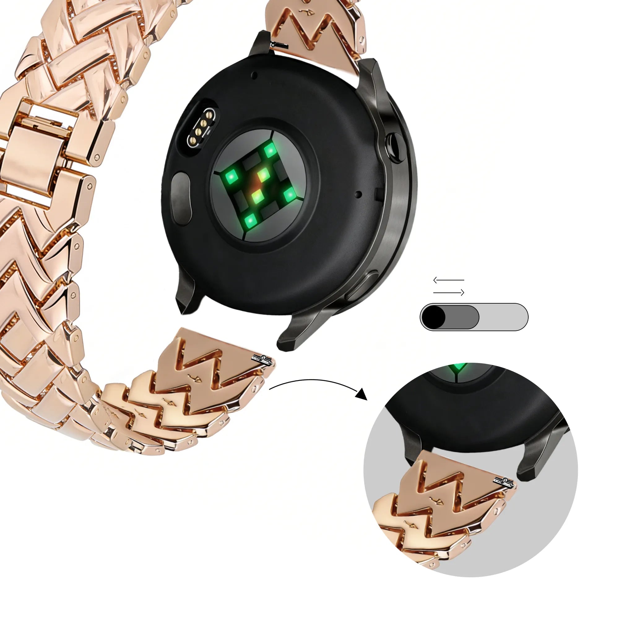 Bandz Oppo Watch X2 Mini metalen band 'V-type' (roségoud)