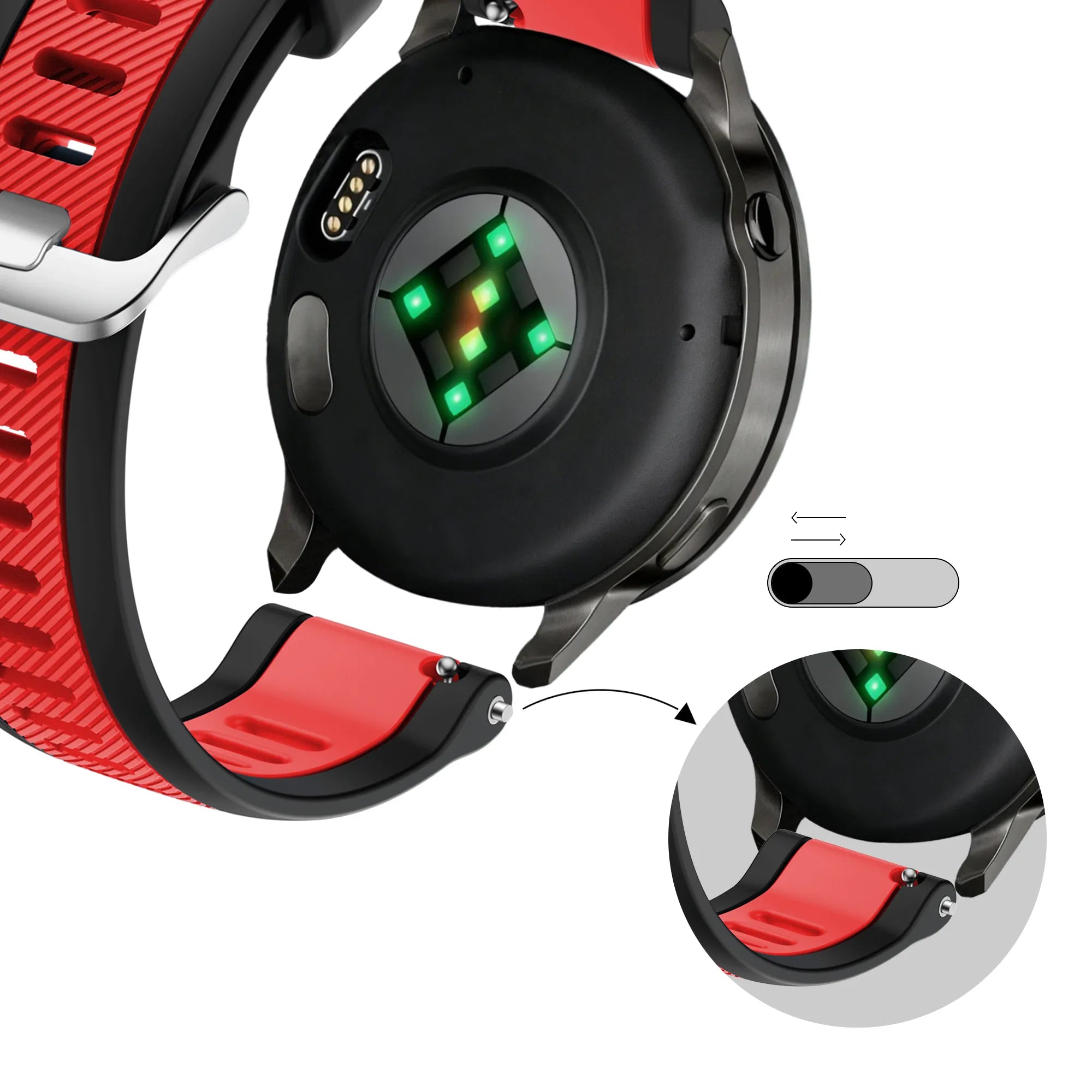 Bandz Garmin Approach S42 dual sport band met gesp (zwart/rood)