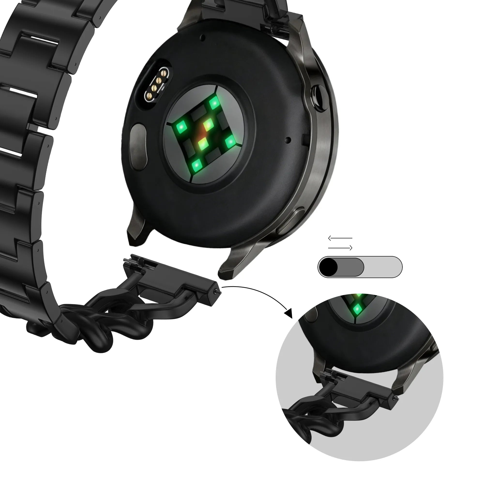 Bandz Huawei Watch GT 4 - 41mm Metal Strap 'Chains' (Black)
