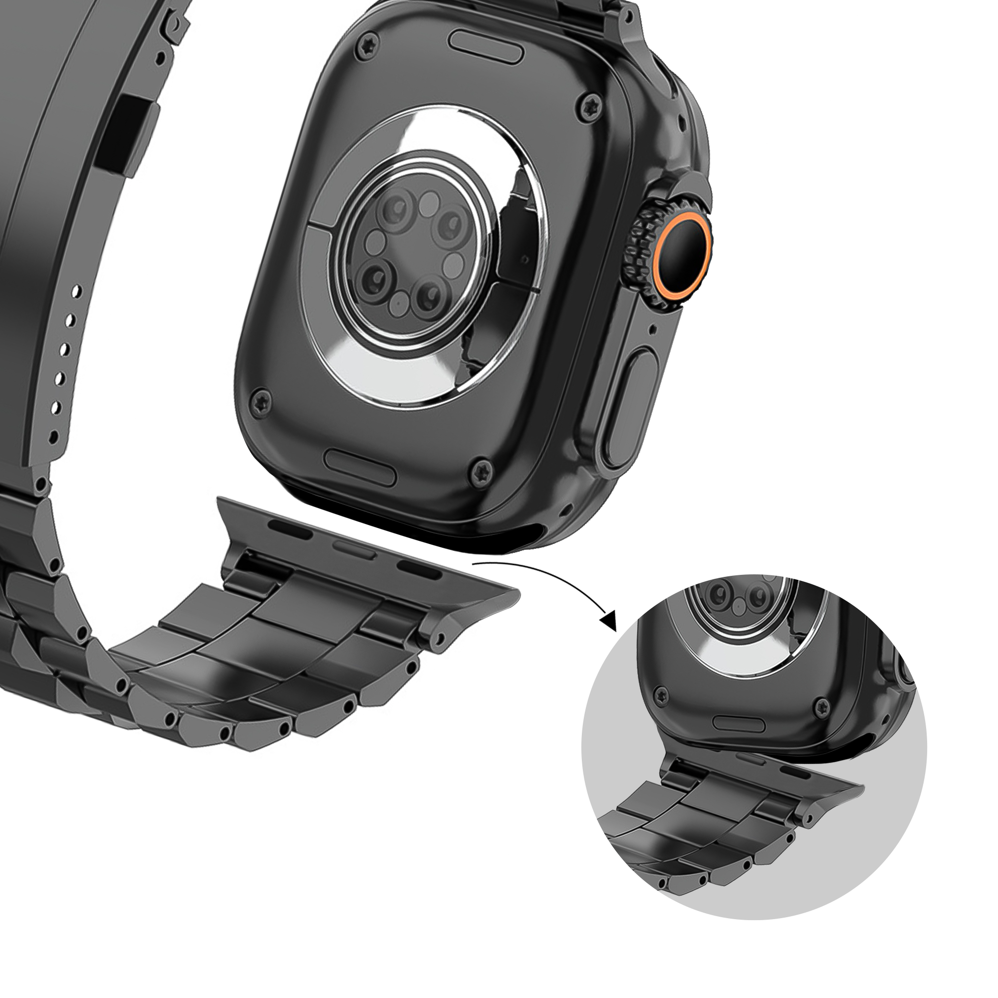 Bandz Apple Watch Ultra titanium band 'Deluxe' (zwart)