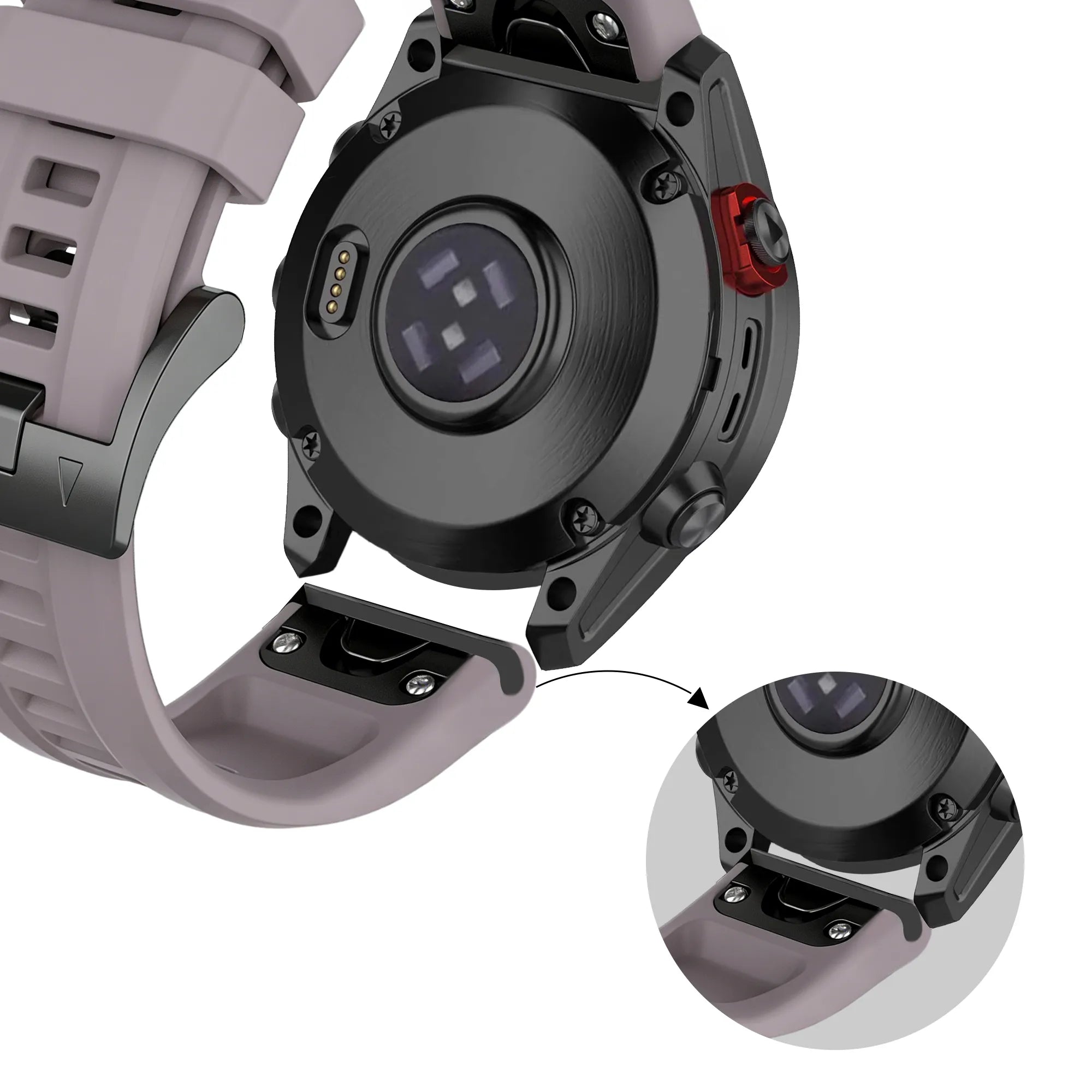 Bandz Garmin Fenix E Silikonarmband 'Classic' (Lavendel Grau)