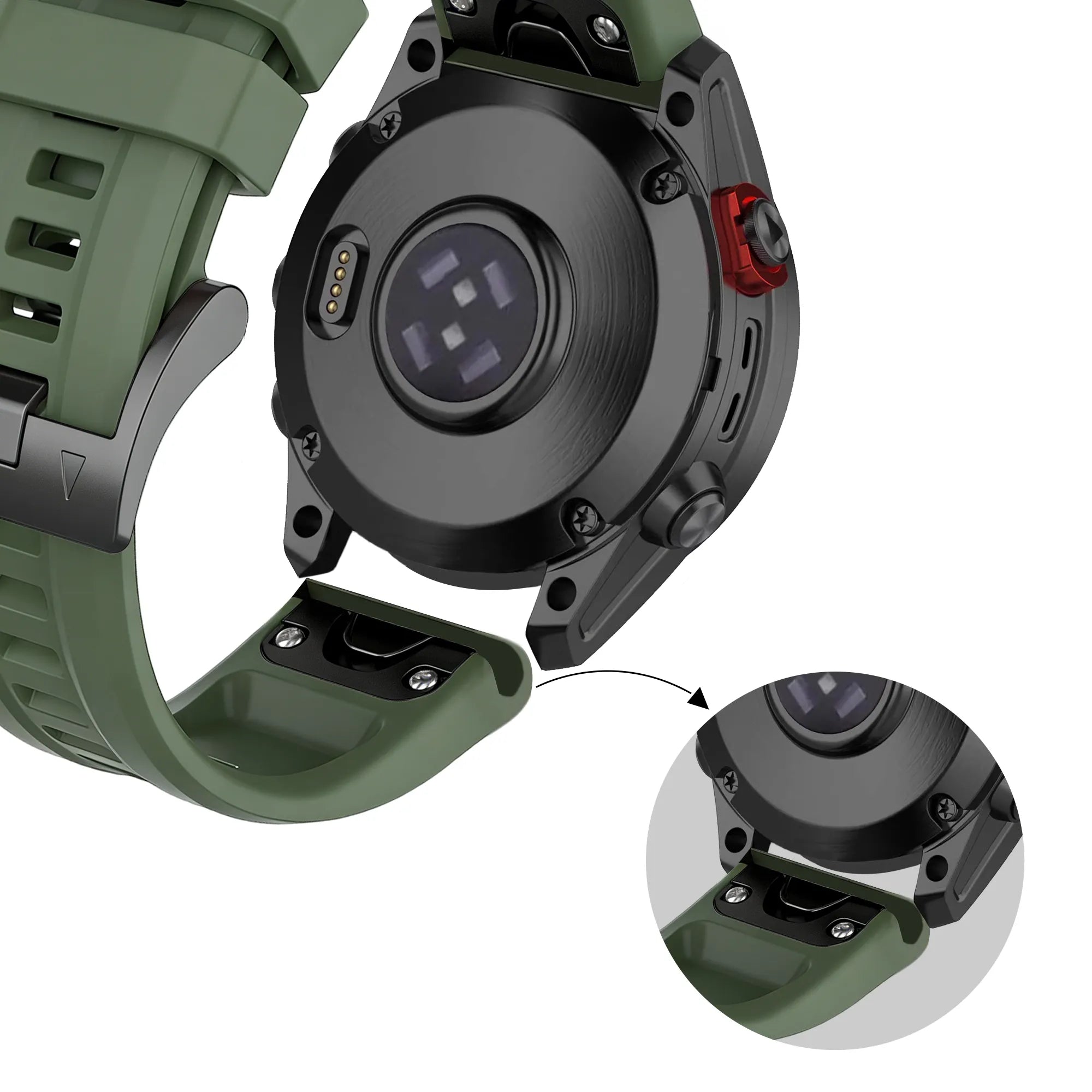 Bandz Garmin Fenix 8 Pro - 47mm Silikonarmband 'Classic' (Armee Grün)