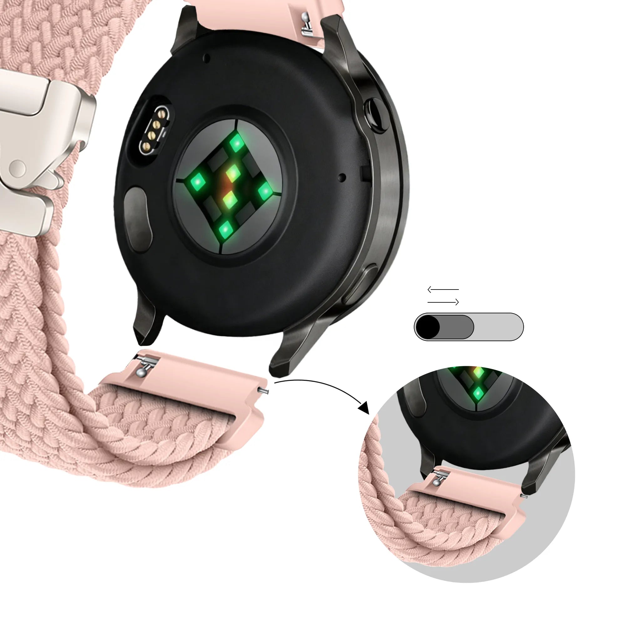 Bandz Garmin Vivoactive 6 gevlochten band 'Parachute' (roze)