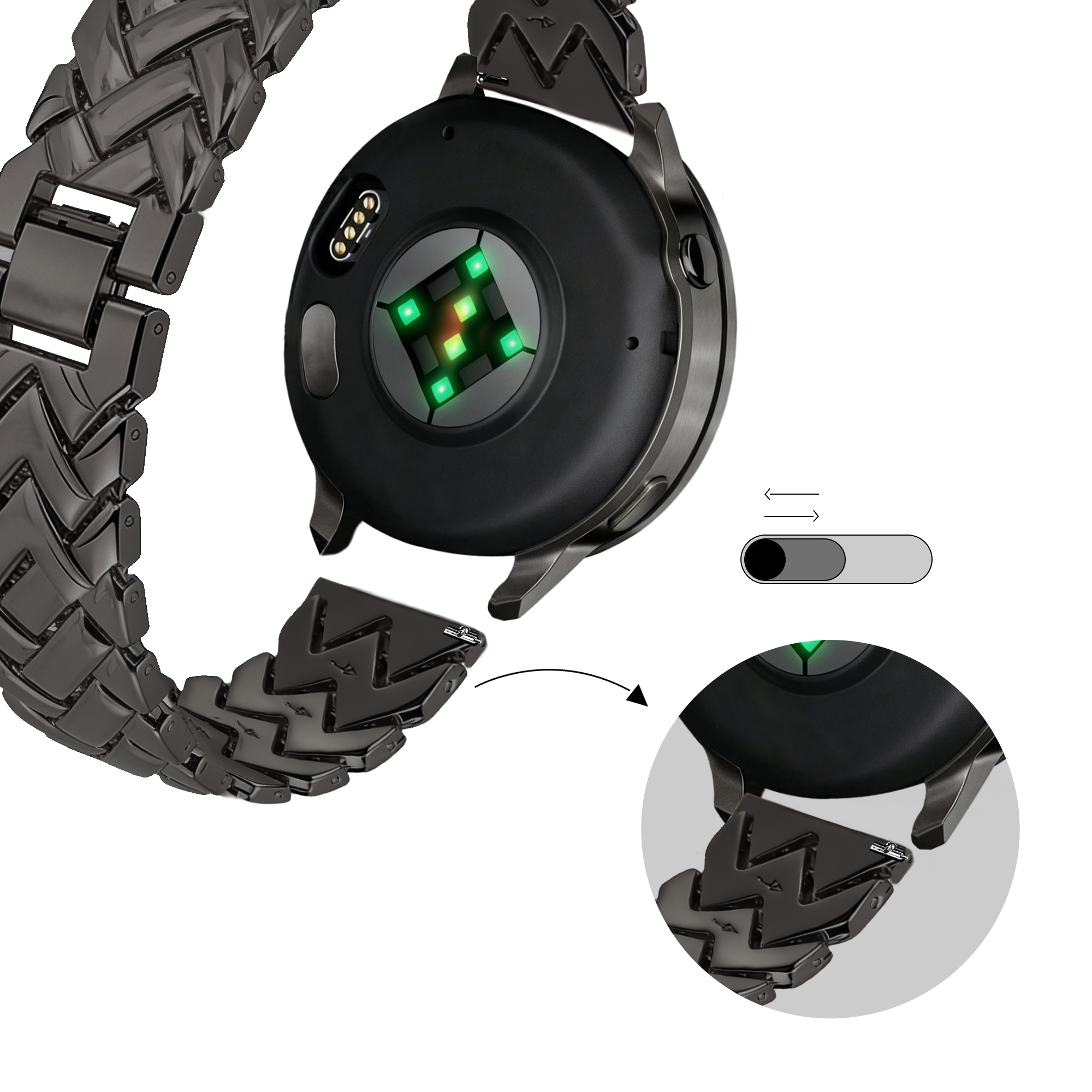 Bandz Xiaomi Watch S4 - 41mm metalen band 'V-type' (zwart)