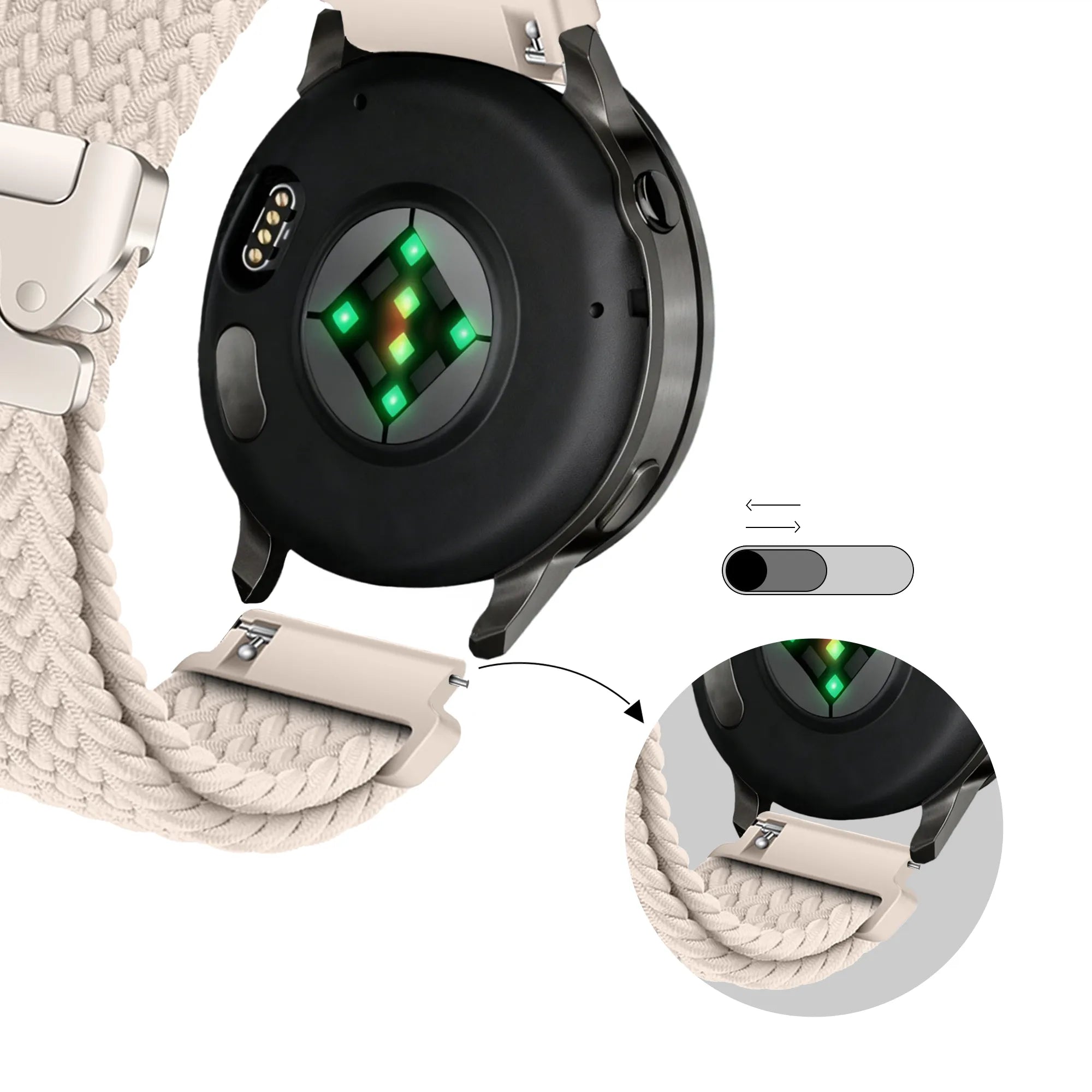 Bandz Correa trenzada 'Parachute' Garmin Forerunner 570 - 42mm (blanco estrella)