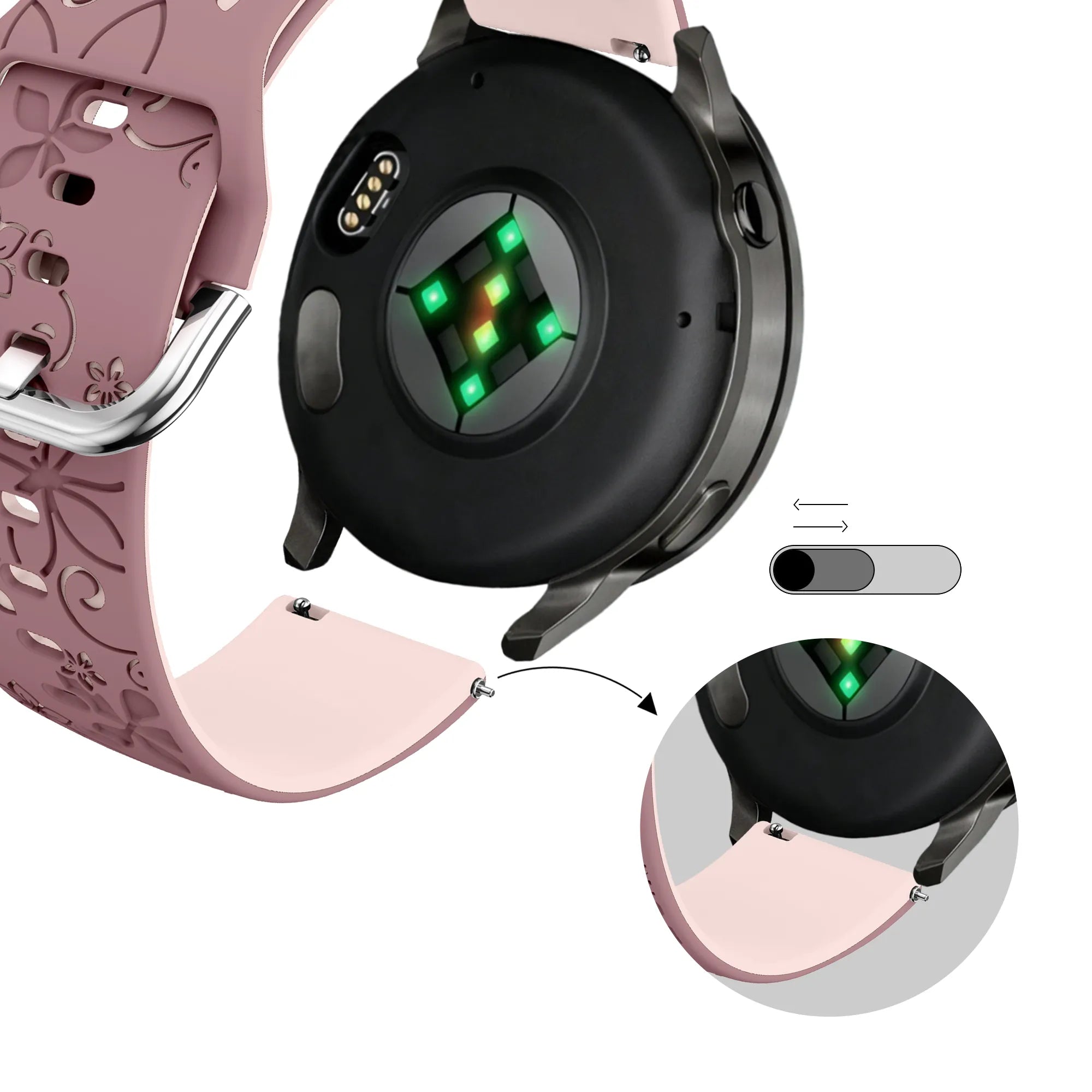 Bandz Correa silicona 'Flores' Garmin Vivomove 3s (púrpura/rosa claro)