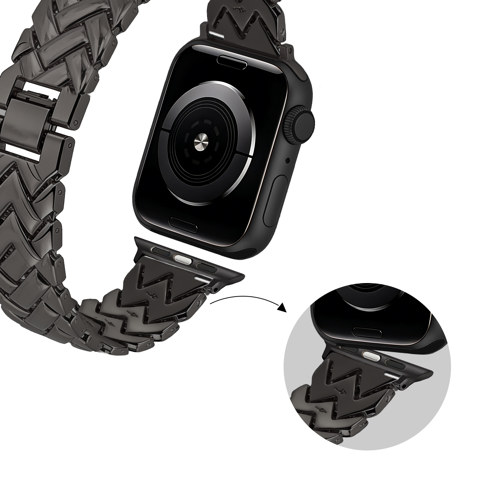 Bandz Correa metálica 'V-Type' Apple Watch (negro)