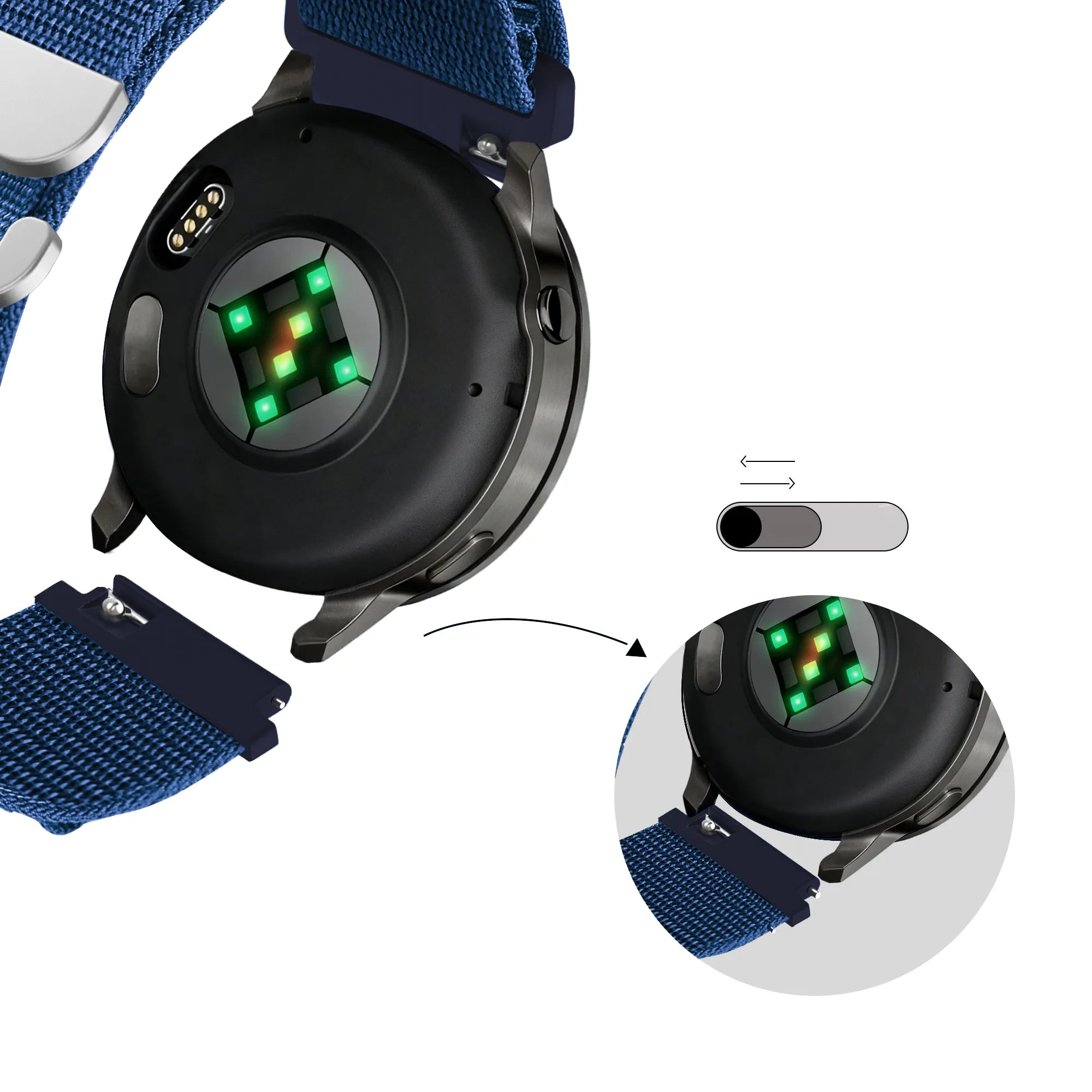 Bandz Bracelet nylon Alpine Garmin Vivomove Trend (bleu)