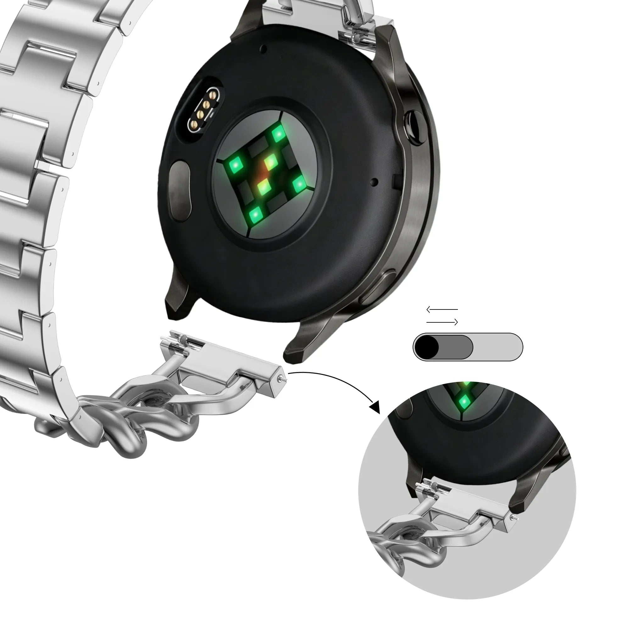 Bandz Garmin Vivomove Style metalen band 'Chains' (zilver)
