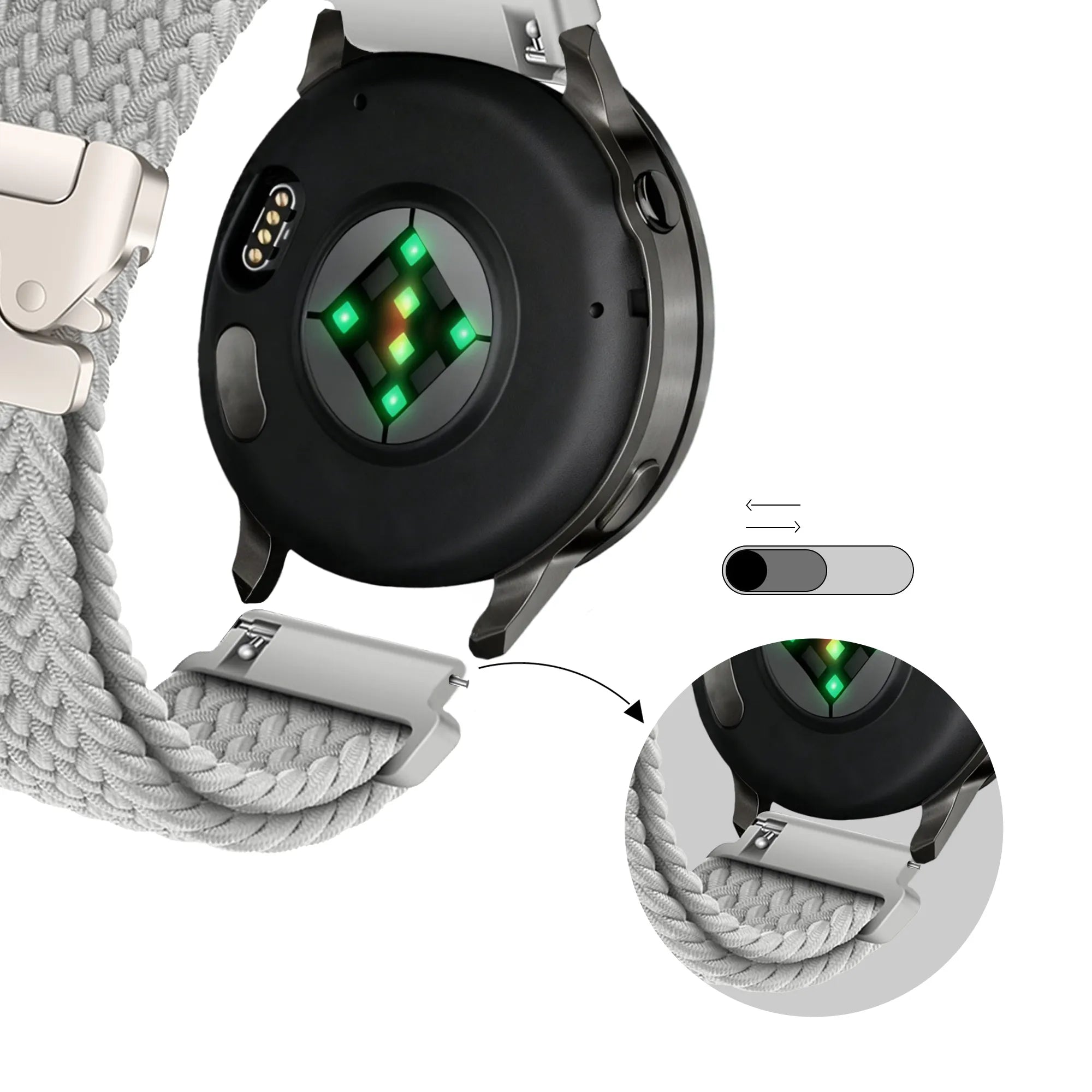 Bandz Garmin Forerunner 255 Geflochtenes Armband 'Parachute' (Hellgrau)