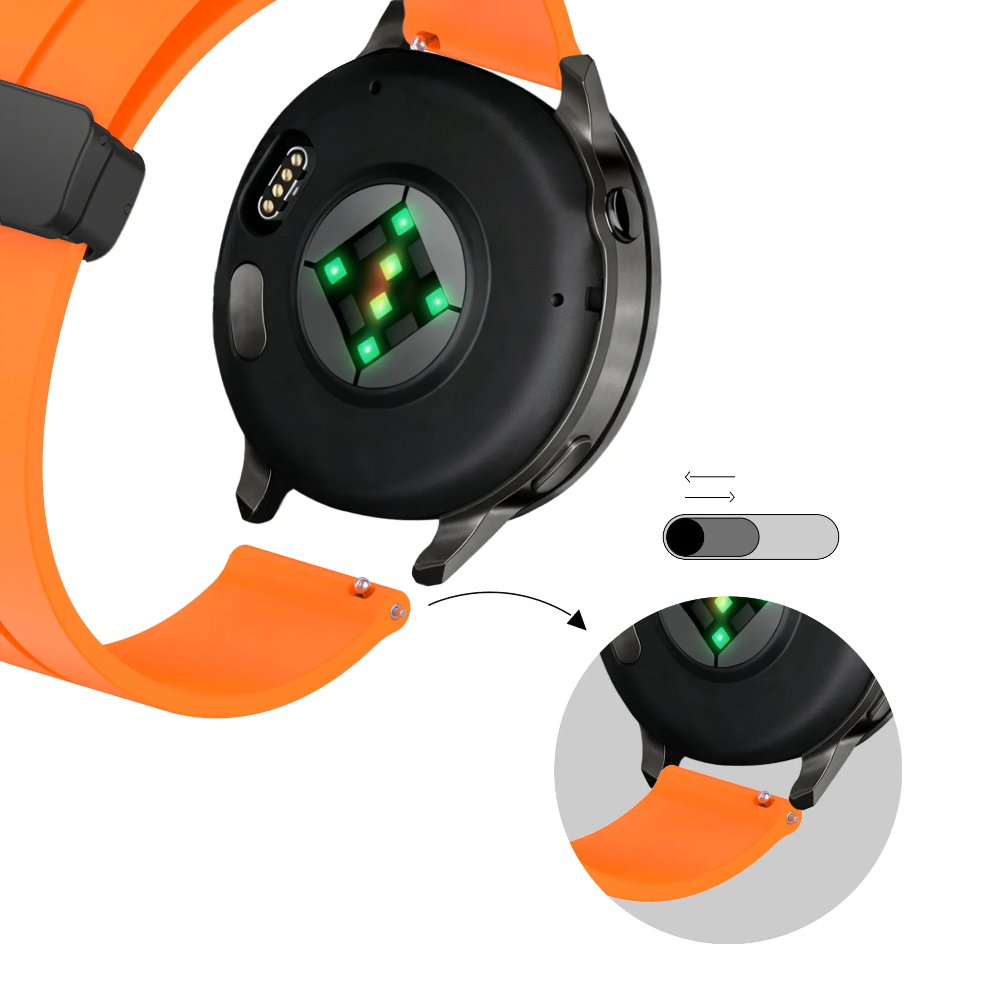 Bandz Correa silicona con hebilla Garmin Vivomove Style (naranja)