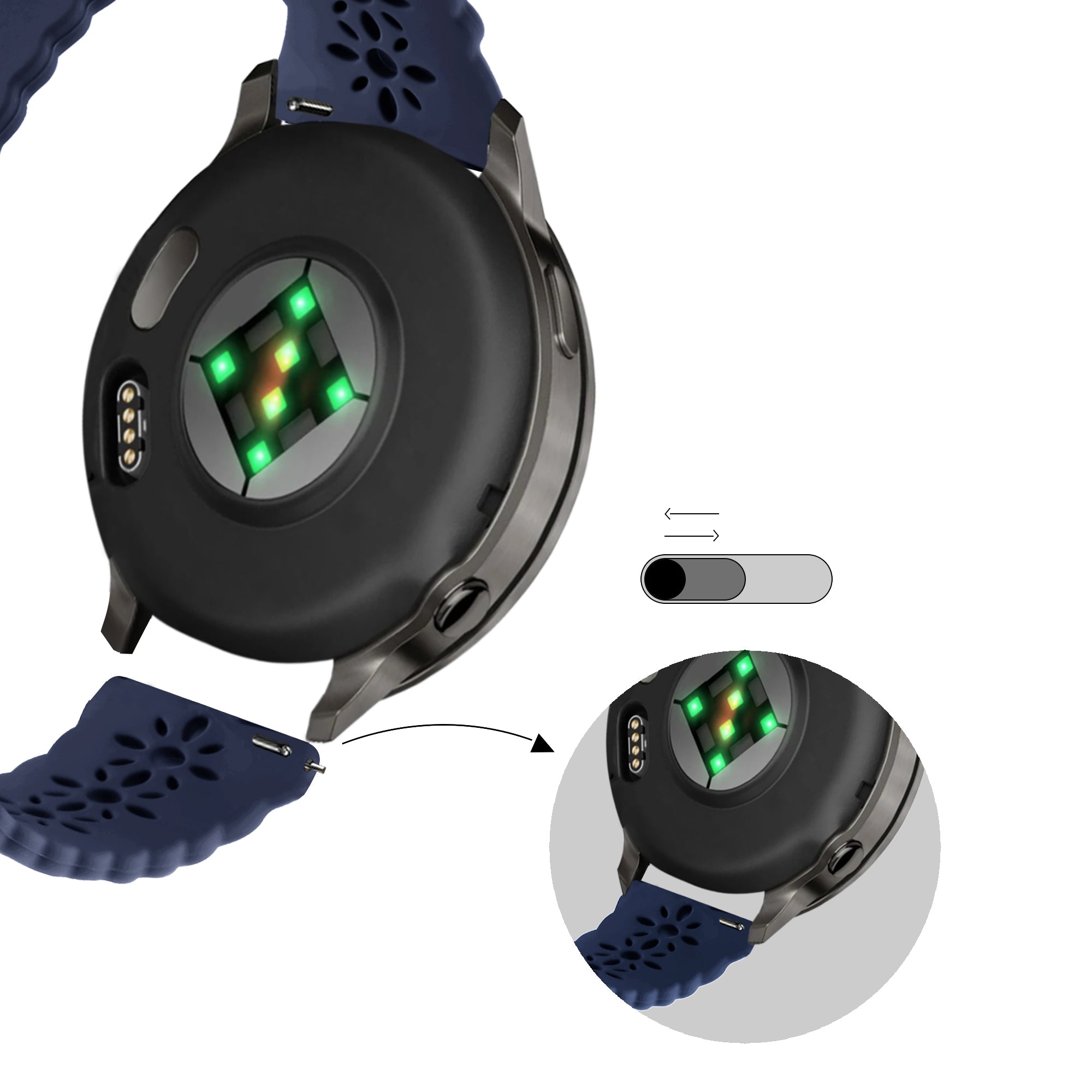 Bandz Garmin Approach S44 siliconen band 'Lace' (donkerblauw)