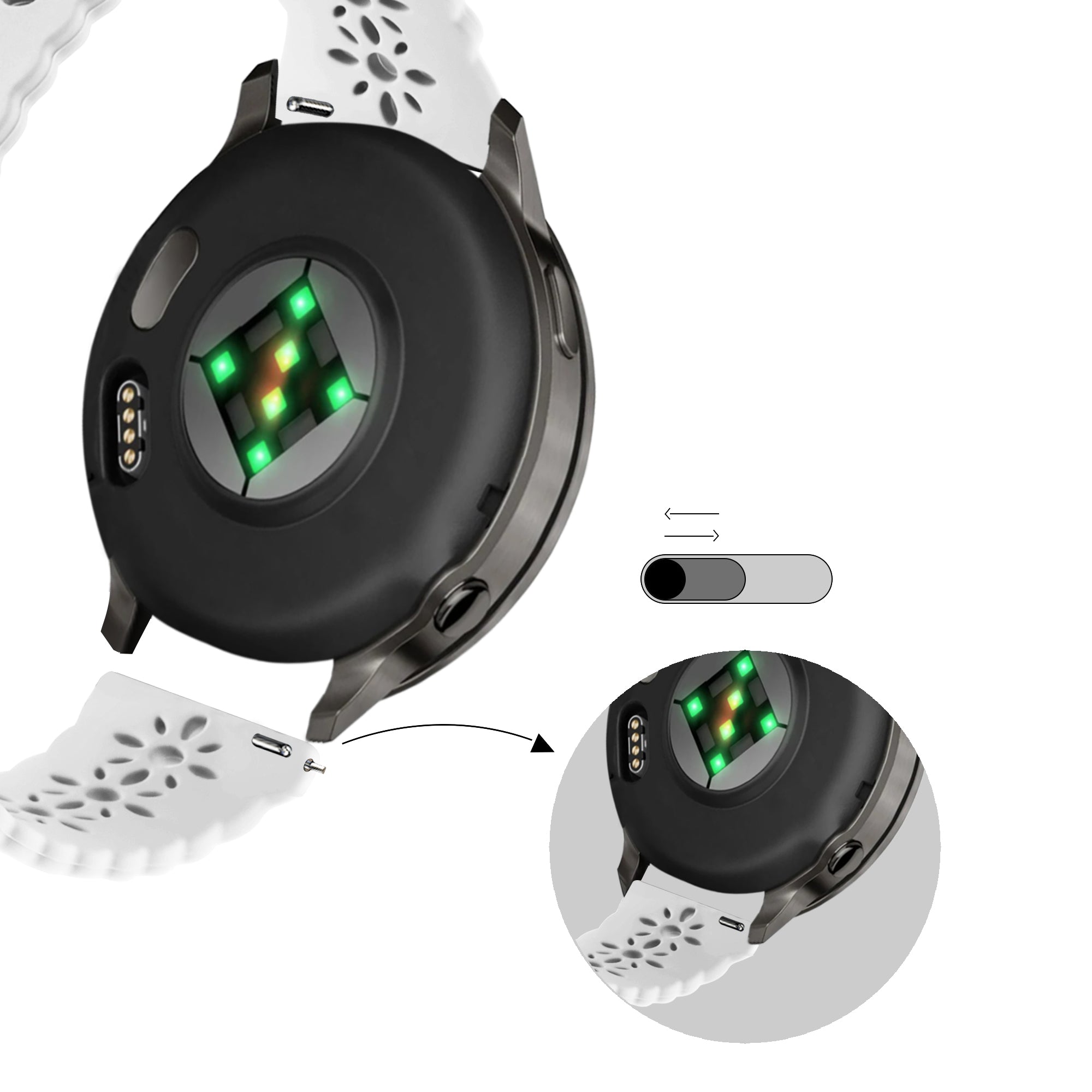 Bandz Garmin Vivomove Trend siliconen band 'Lace' (wit)