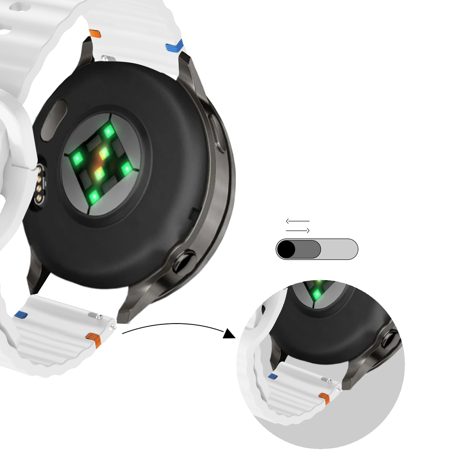 Bandz Garmin Approach S44 siliconen band 'Wave' (wit)
