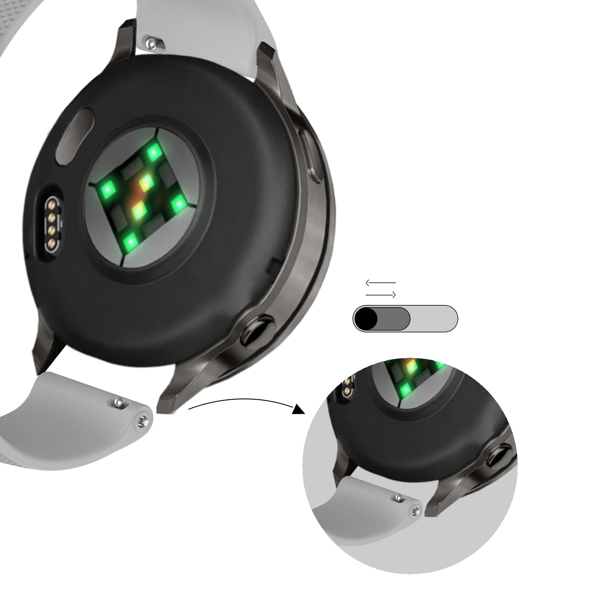 Bandz Garmin Vivomove Trend siliconen band 'Premium' (grijs)