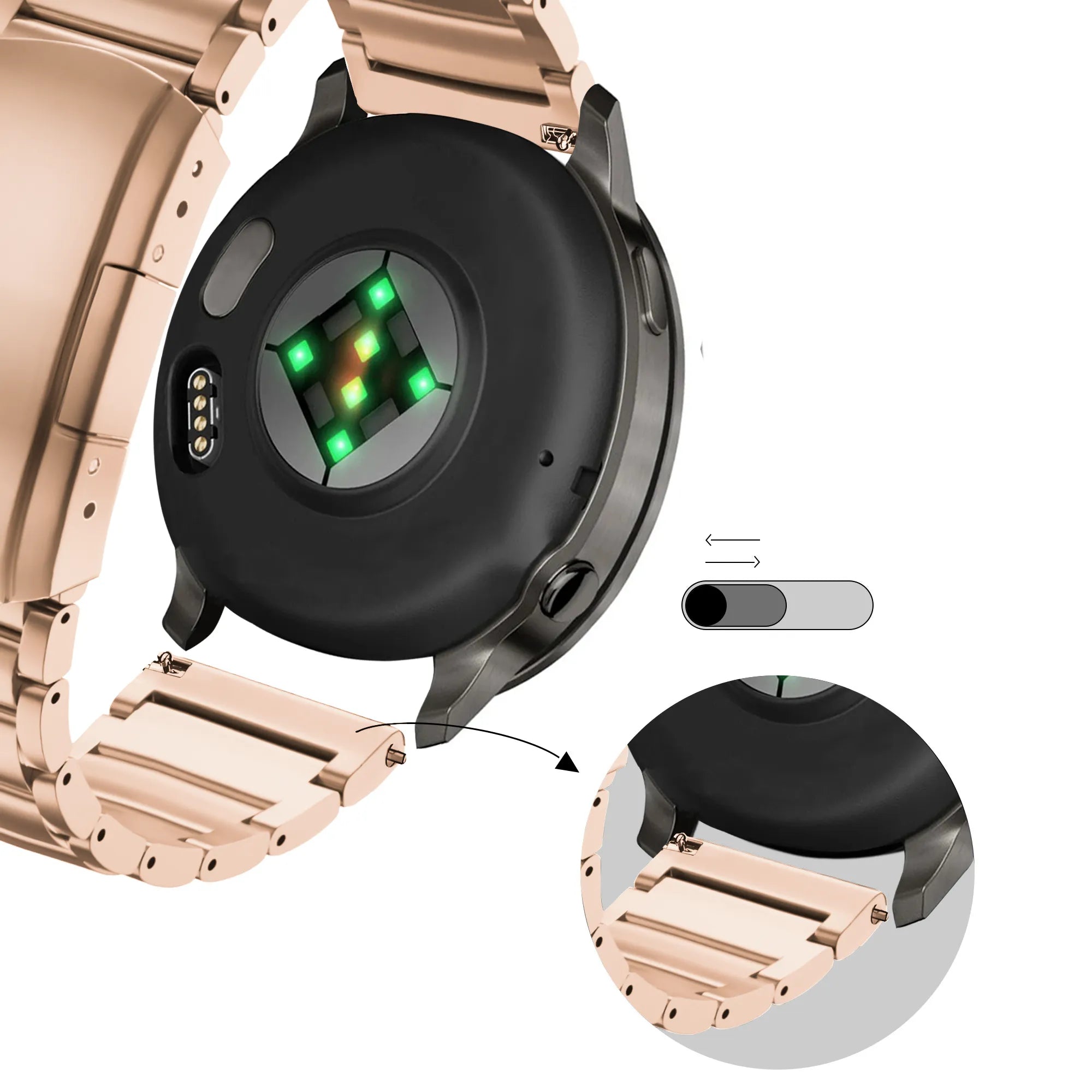 Bandz Correa titanio con eslabones Garmin Vivomove Sport (oro rosado)