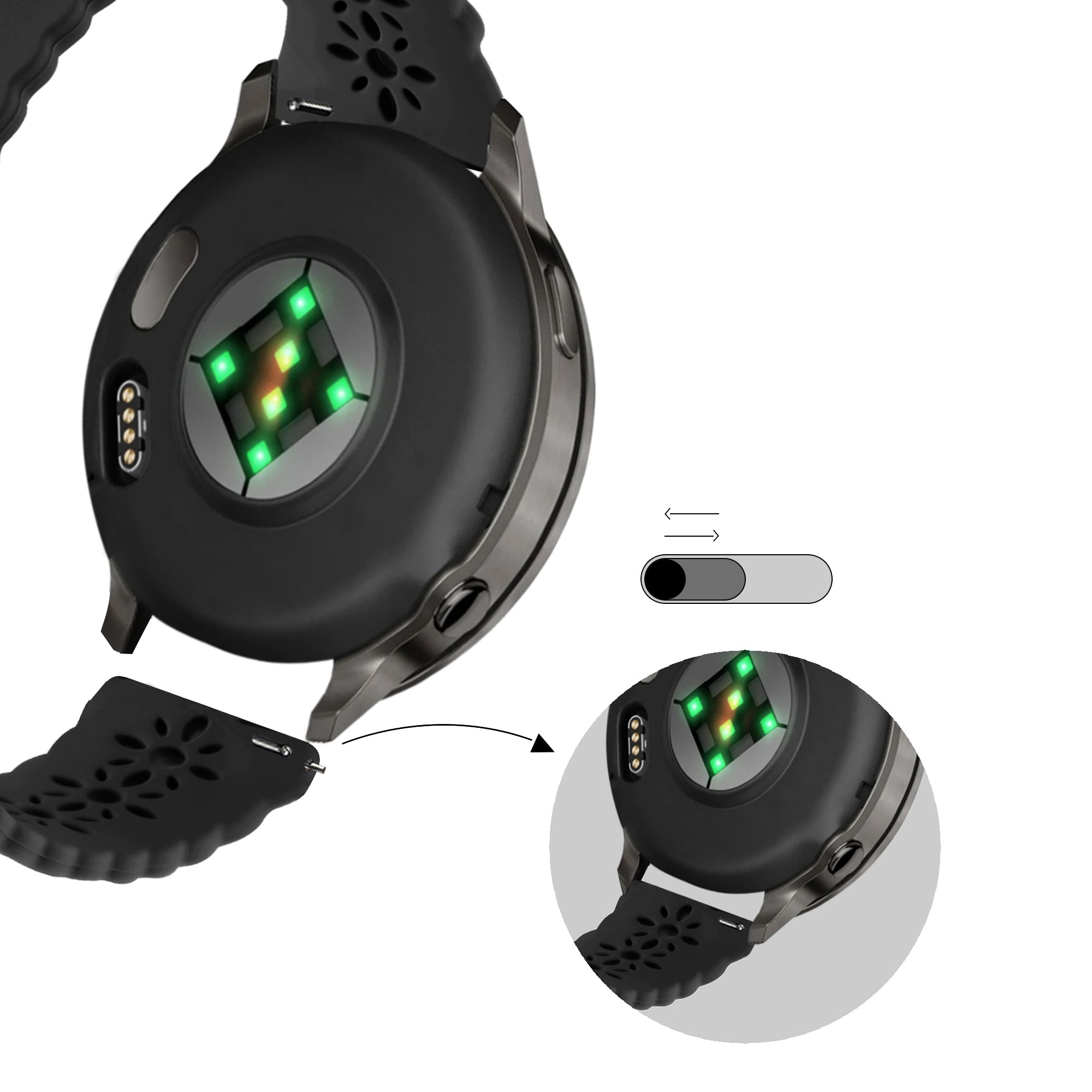 Bandz Garmin Vivomove Luxe siliconen band 'Lace' (zwart)