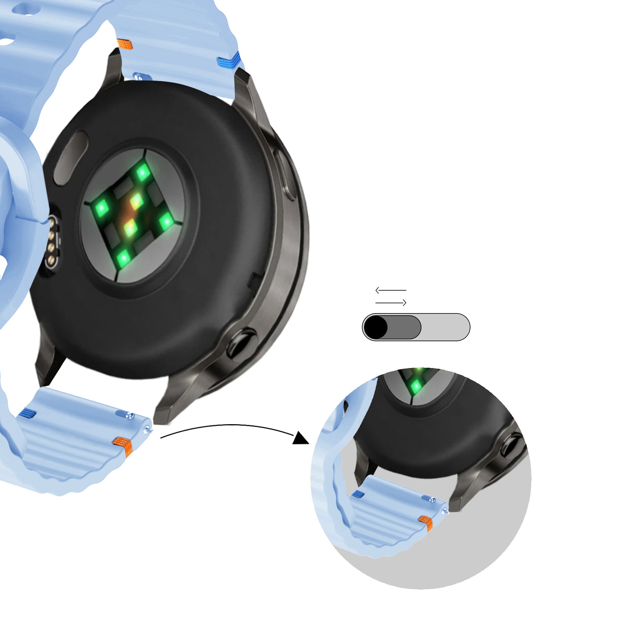 Bandz Garmin Approach S44 siliconen band 'Wave' (lichtblauw)