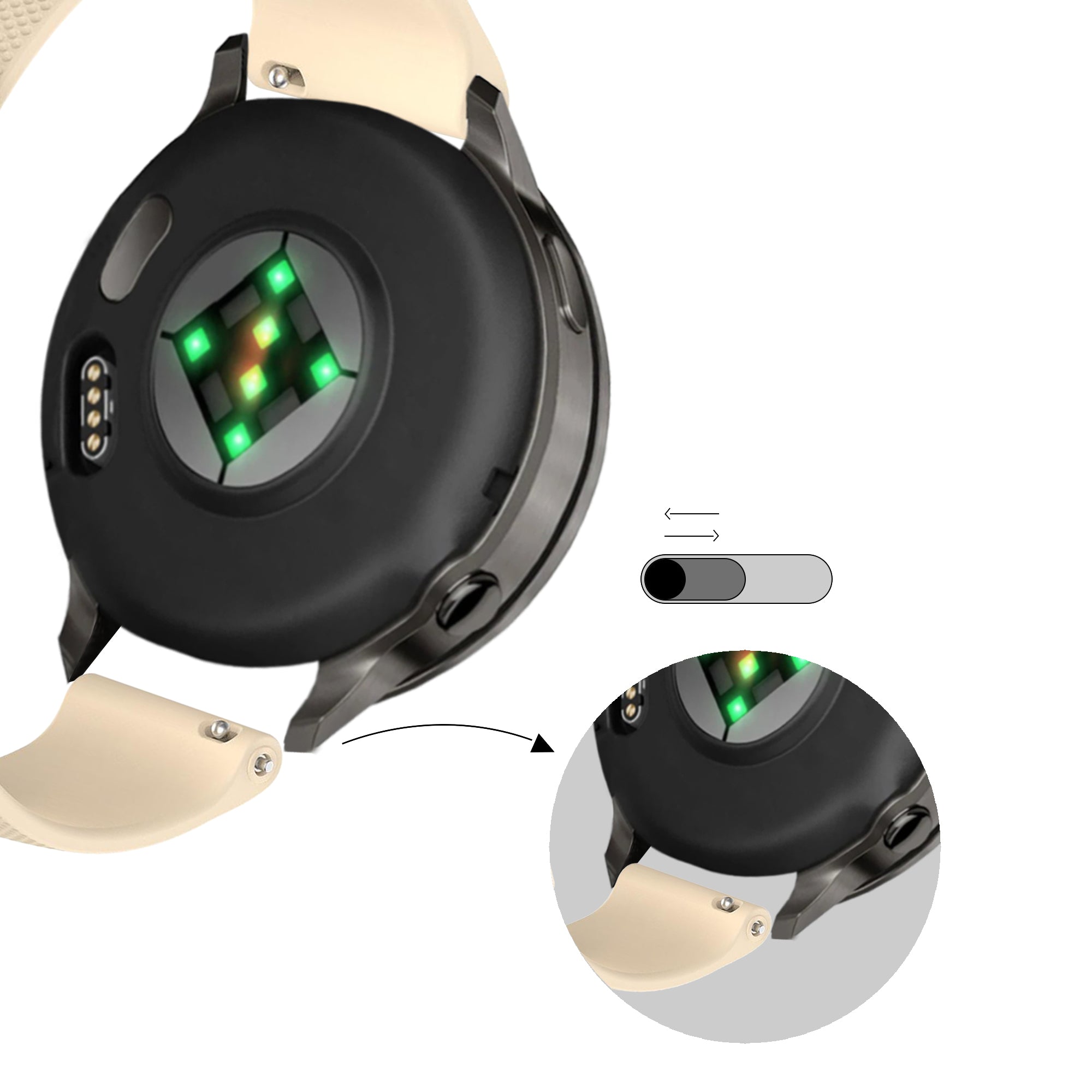 Bandz Garmin Vivomove Trend siliconen band 'Premium' (beige)