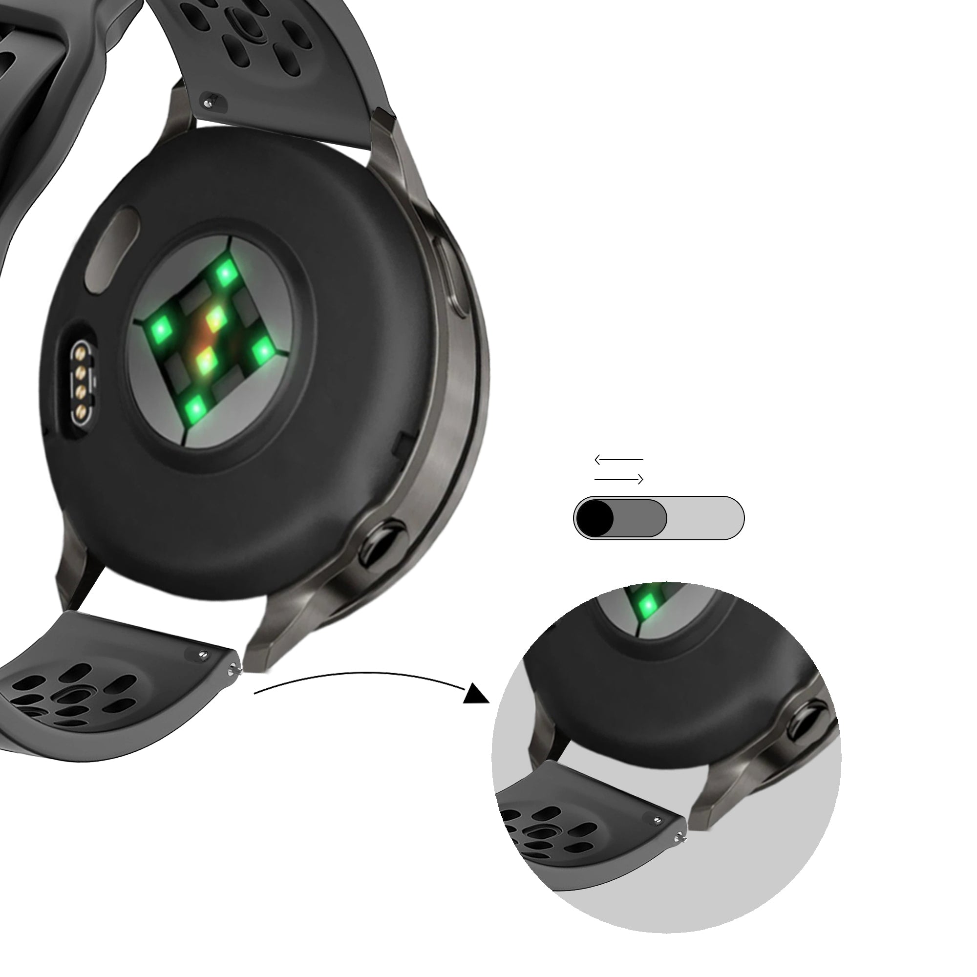 Bandz Garmin Forerunner 255 siliconen band 'Air' (donkergrijs)