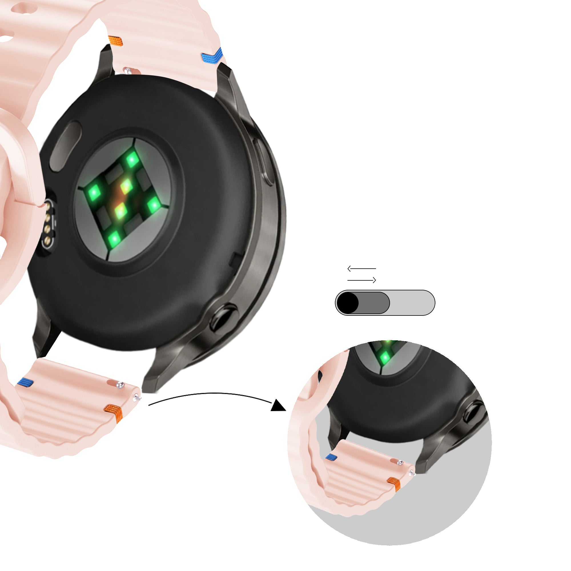 Bandz Garmin Vivomove Trend siliconen band 'Wave' (lichtroze)