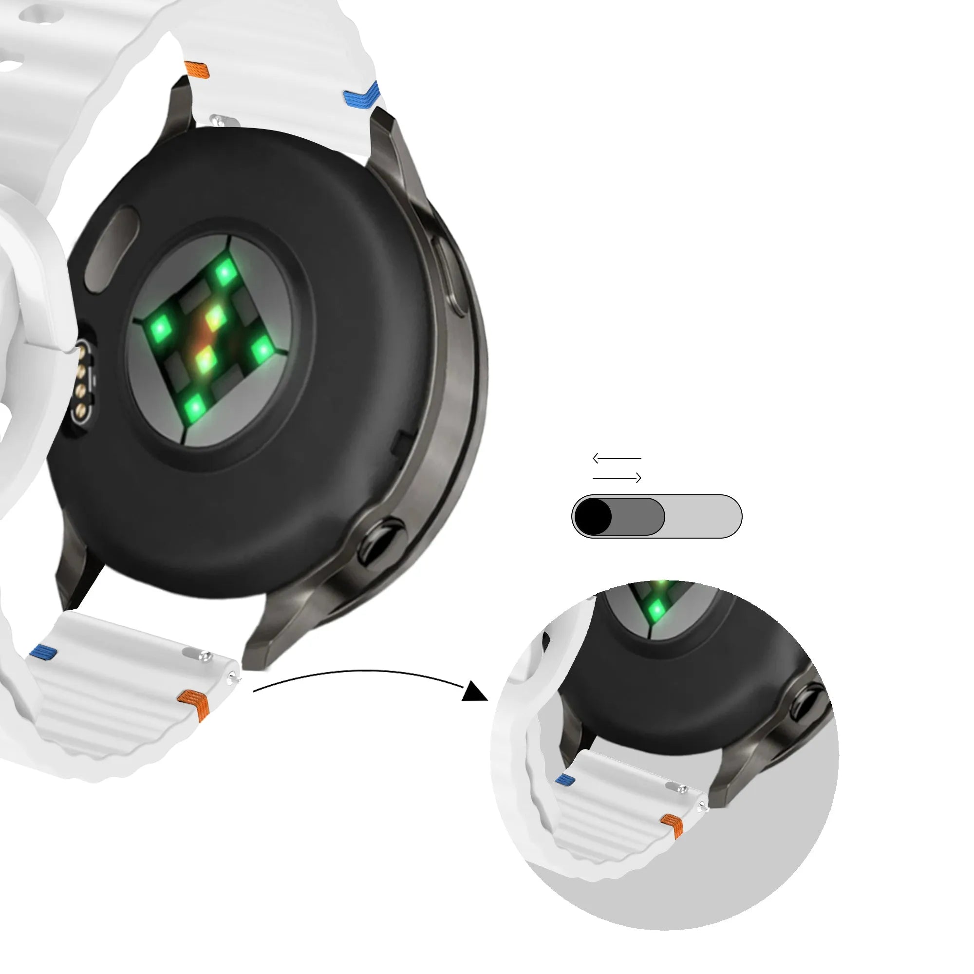 Bandz Garmin Forerunner 265s siliconen band 'Wave' (wit)