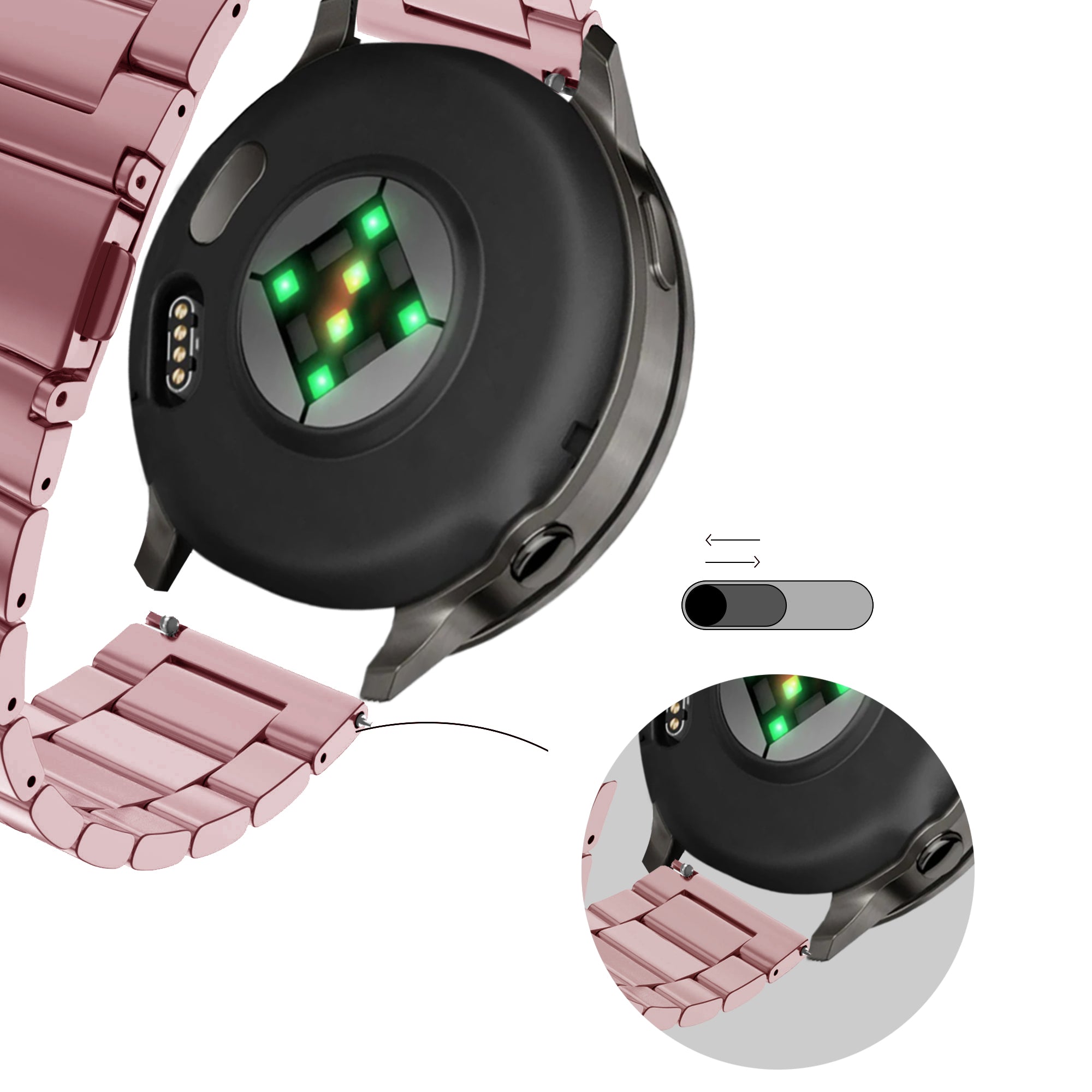 Bandz Garmin Venu 2s Stahlarmband 'Classic' (Rosa)