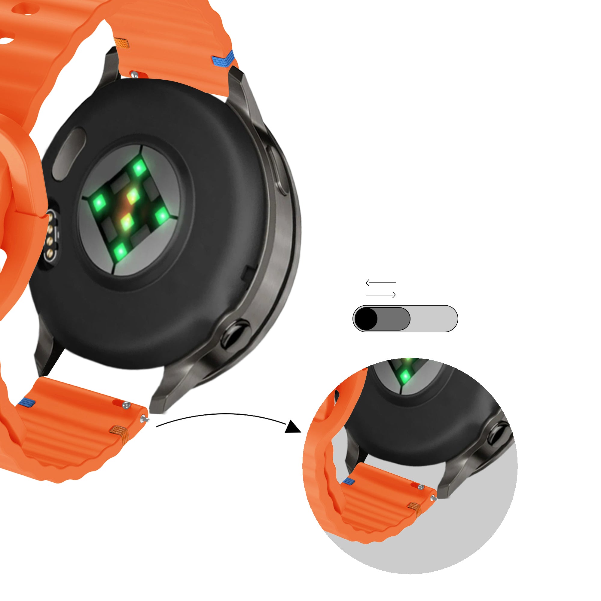 Bandz Garmin Forerunner 265 siliconen band 'Wave' (oranje)
