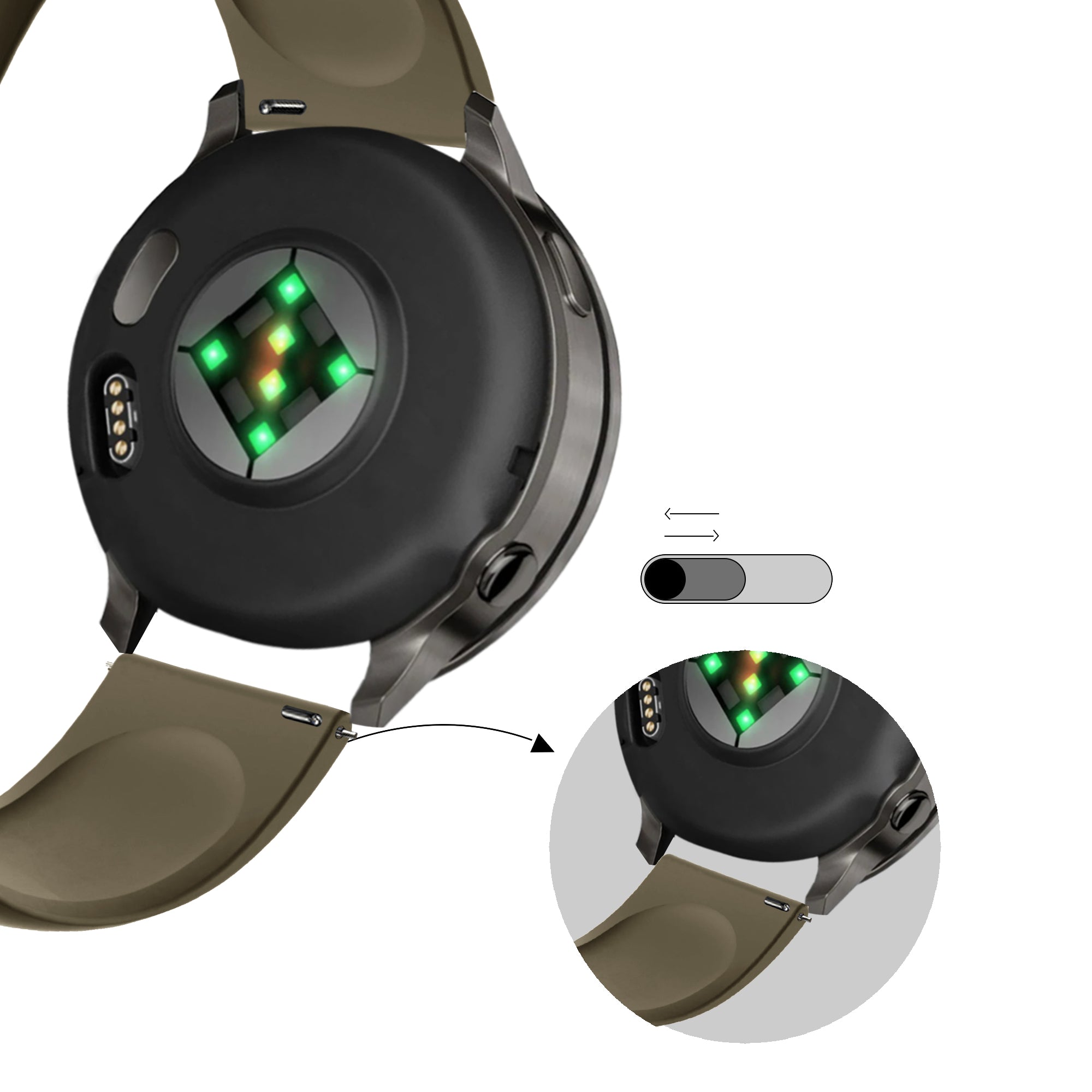 Bandz Garmin Forerunner 265 sport band 'Deluxe' (olijf)