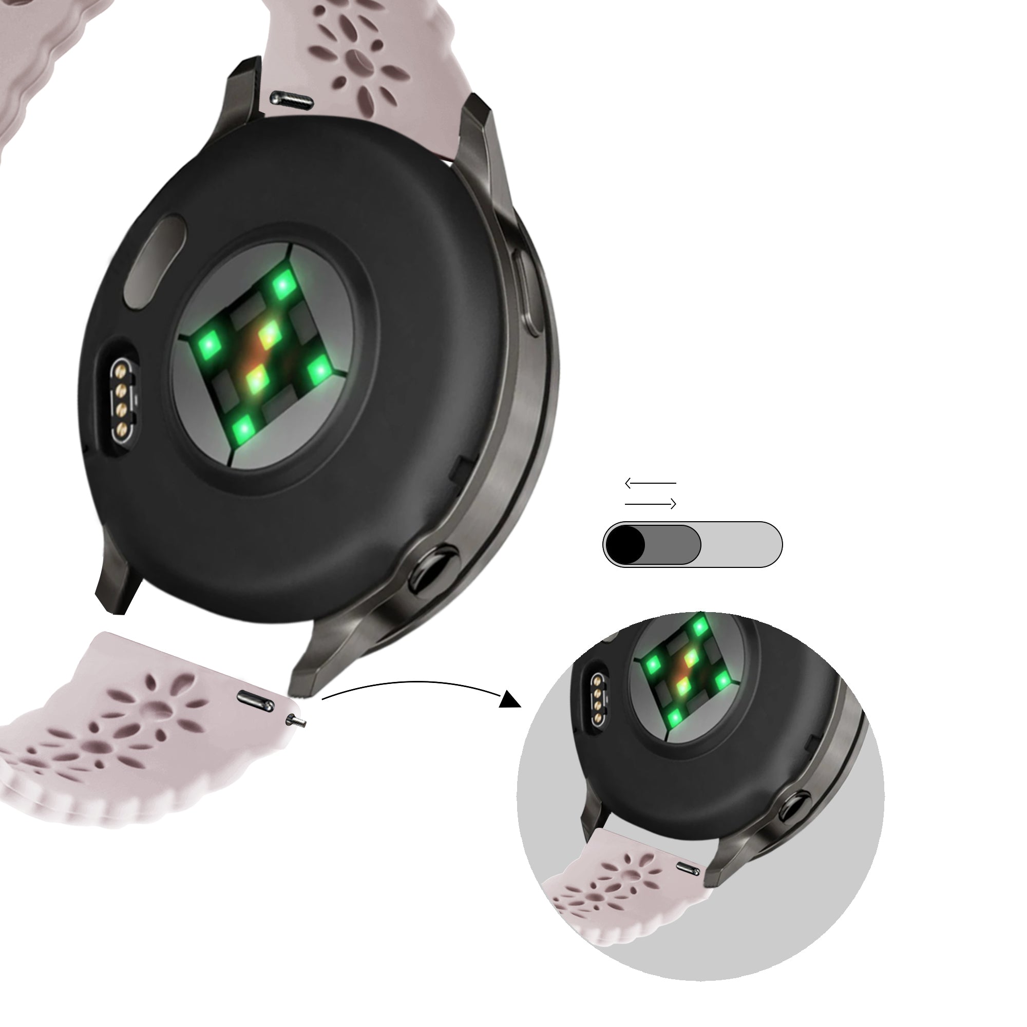 Bandz Garmin Vivomove Trend siliconen band 'Lace' (roze)