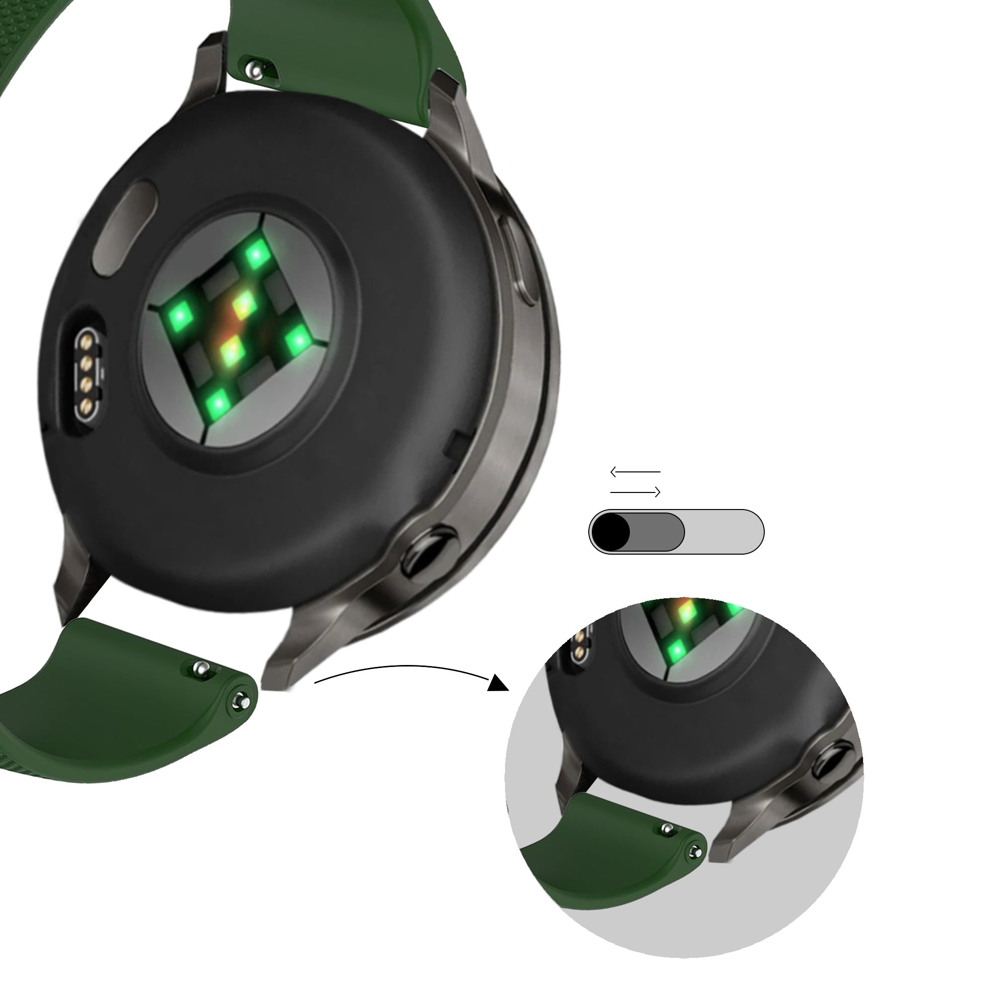 Bandz Garmin Forerunner 255 siliconen band 'Premium' (legergroen)