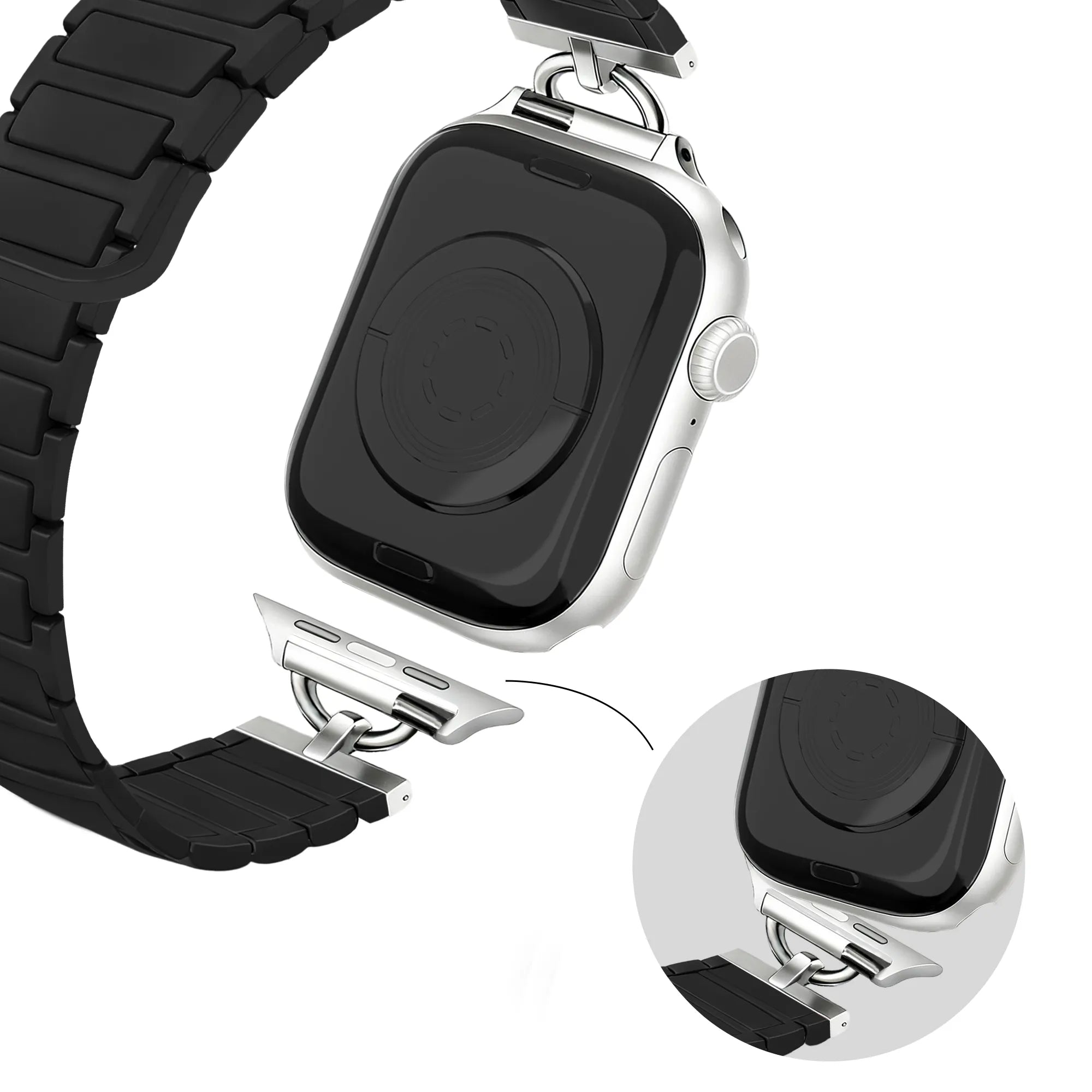 Bandz Apple Watch magnetische siliconen band 'Slim' (zwart)
