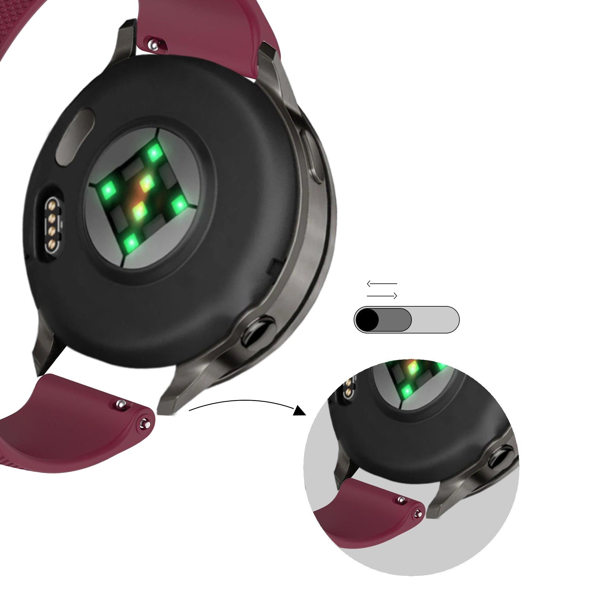 Bandz Garmin Forerunner 165 siliconen band 'Premium' (wijnrood)