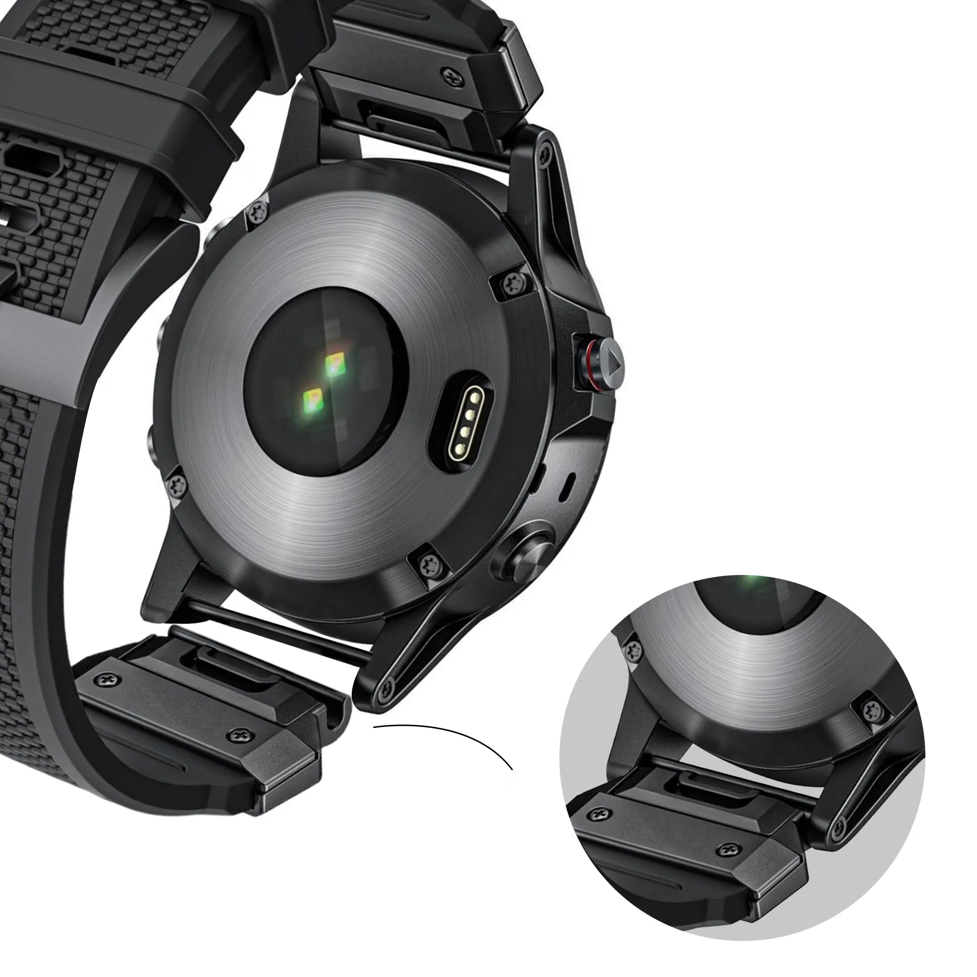 Bandz Garmin Quatix 3 / 6x / 7x Solar Silikonarmband 'Explorer' (Schwarz)
