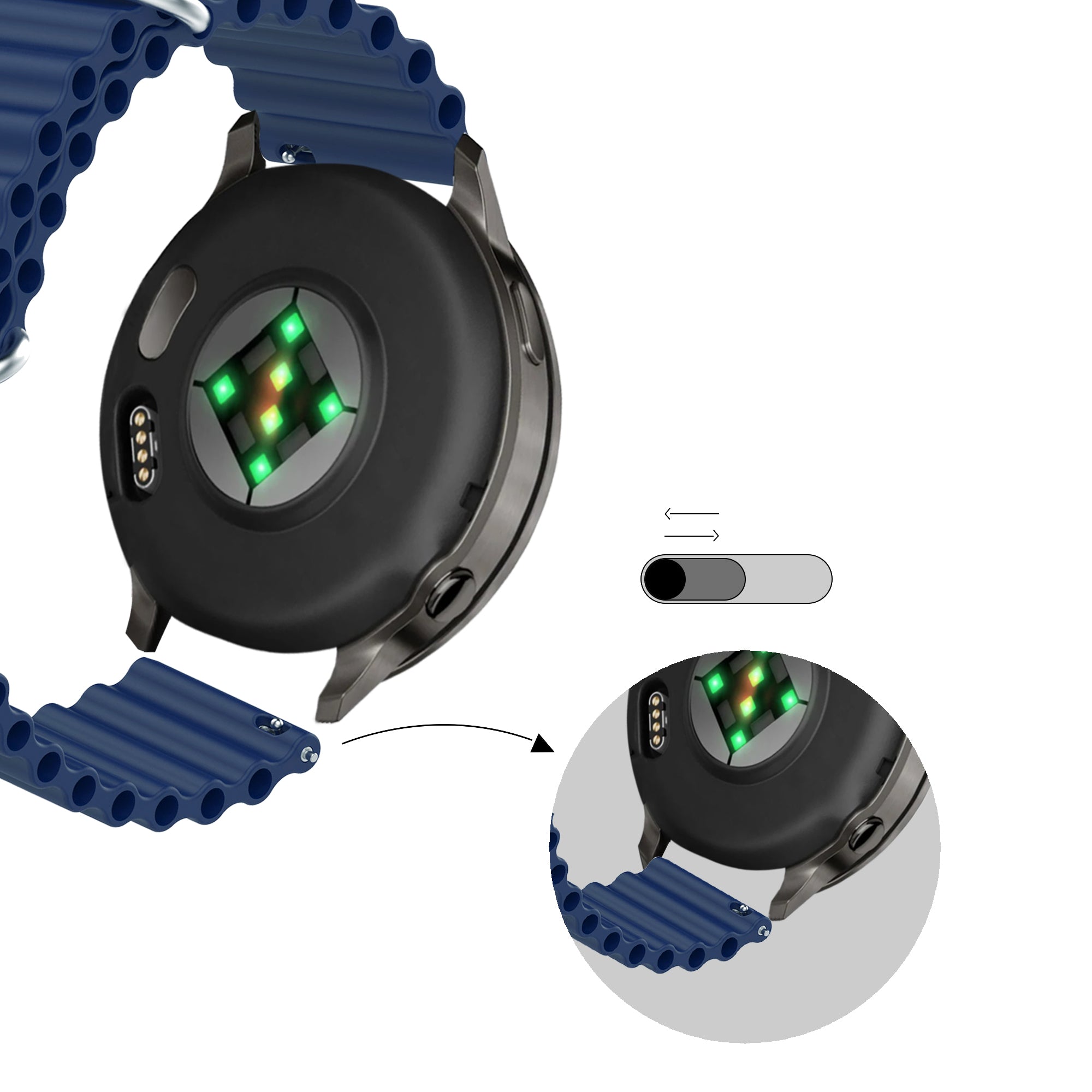 Bandz Garmin Forerunner 265 ocean bandje 'Classic' (donkerblauw)
