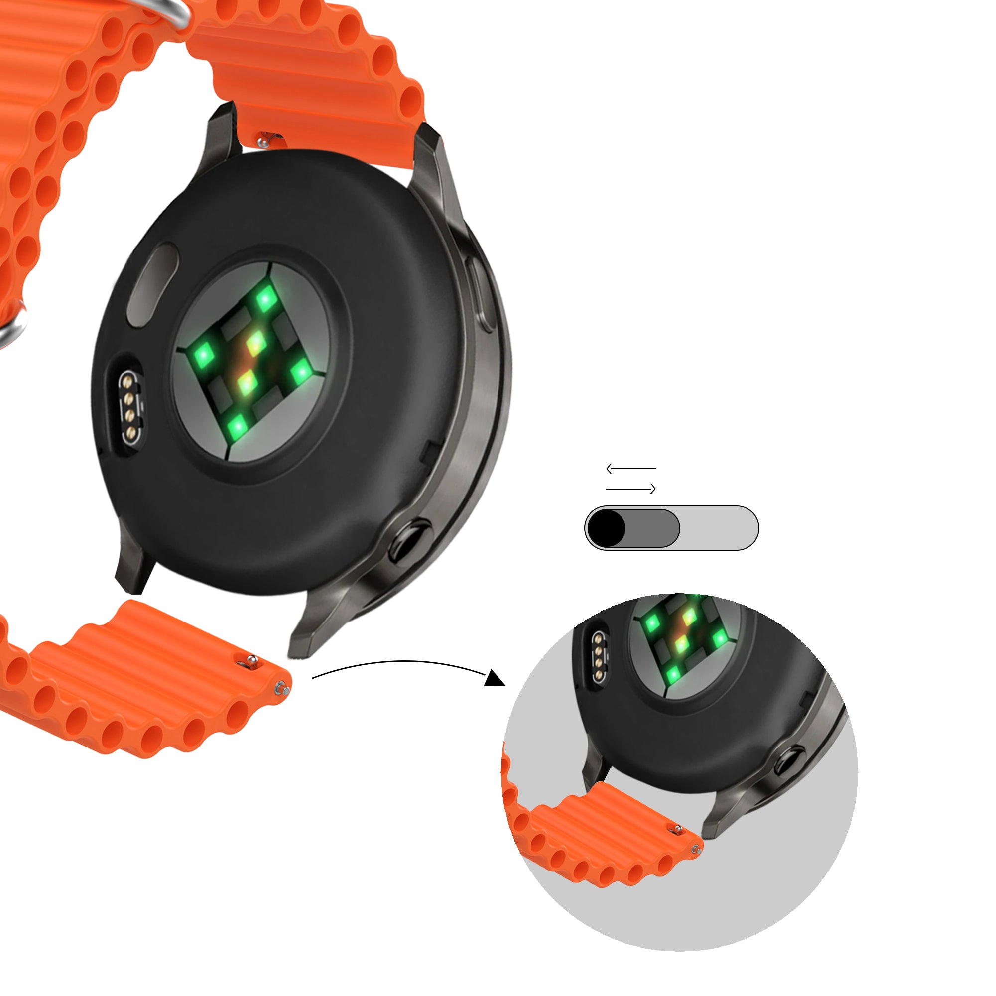 Bandz Garmin Forerunner 265 ocean bandje 'Classic' (oranje)