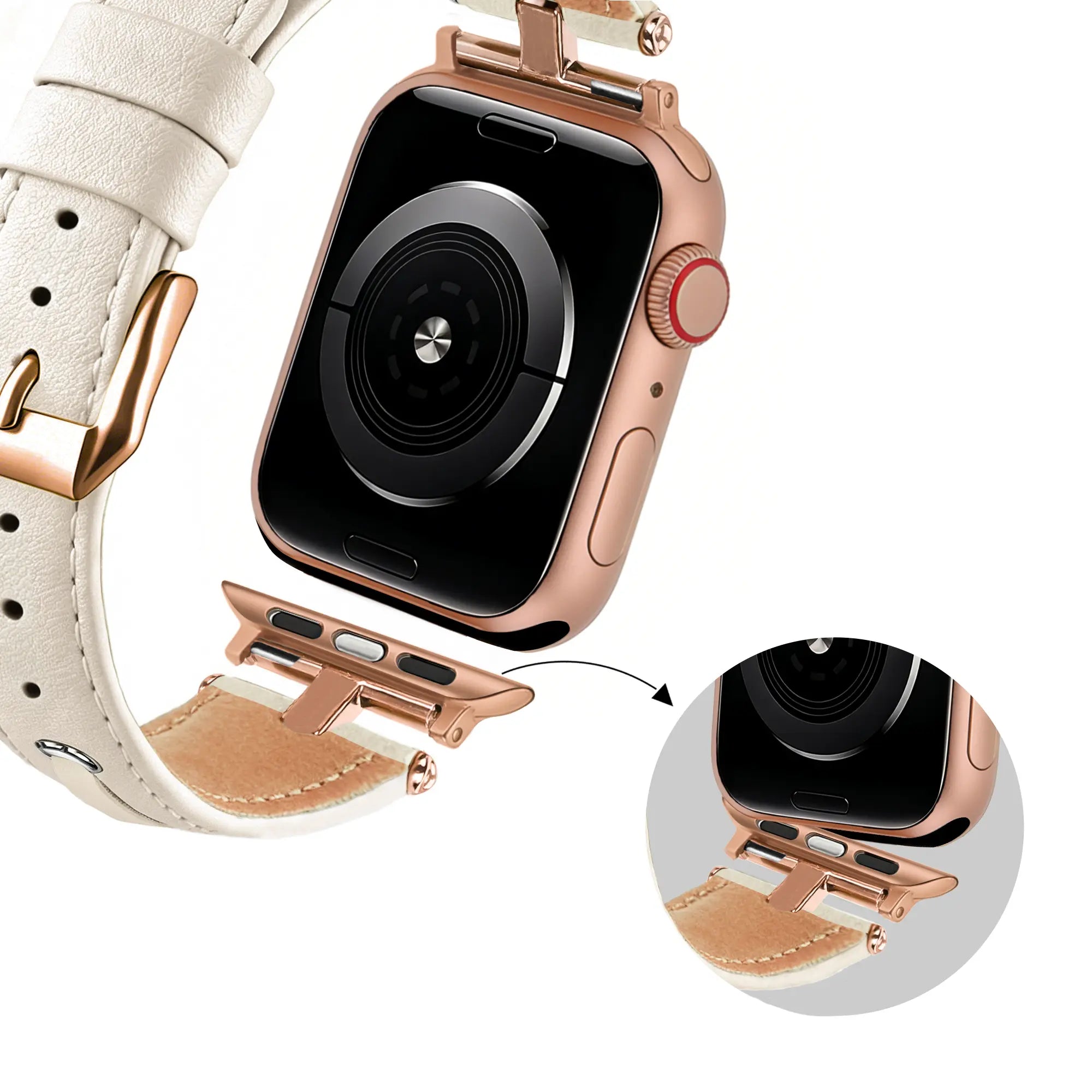 Bandz Apple Watch lederen band 'T-Belt' (beige)