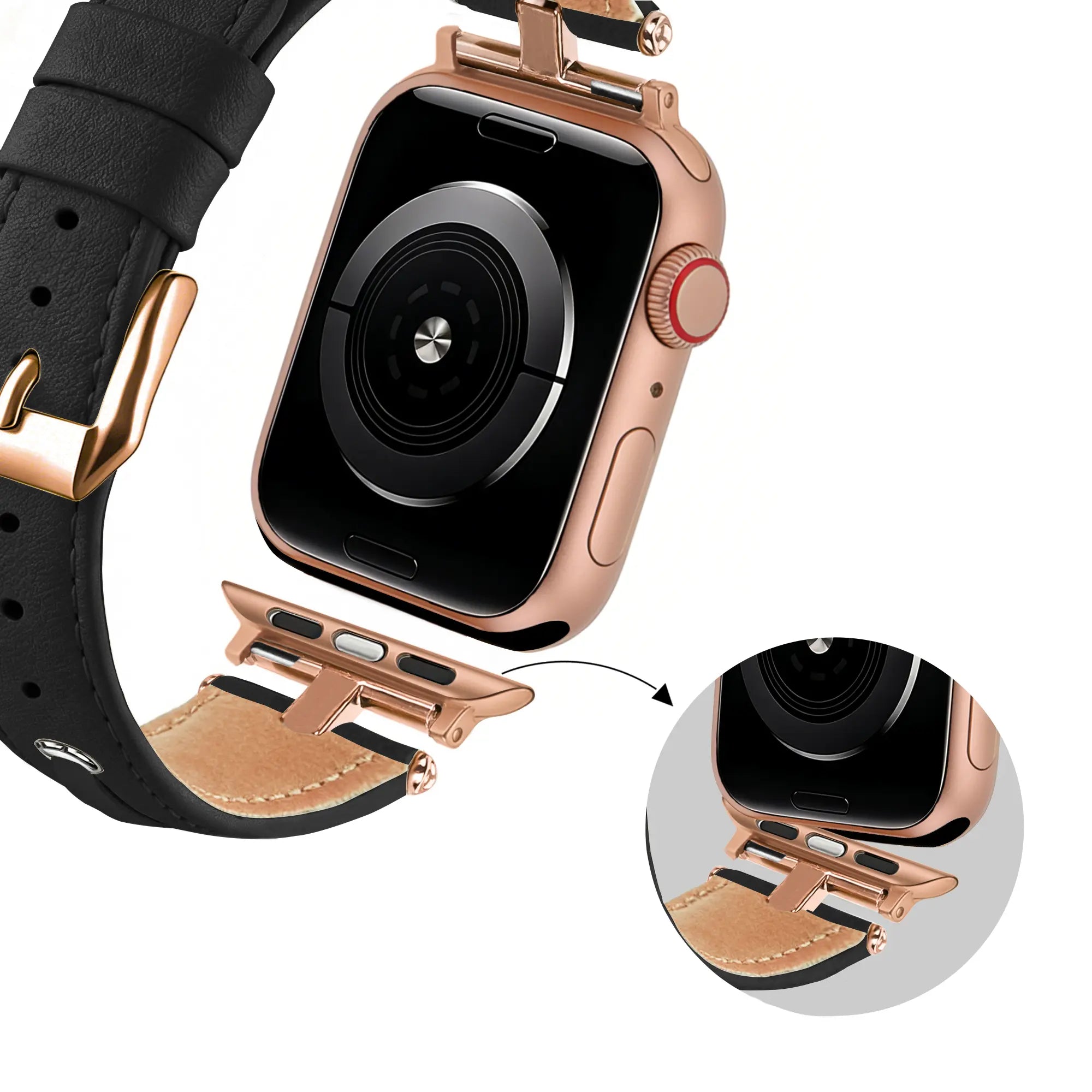 Bandz Apple Watch lederen band 'T-Belt' (zwart)