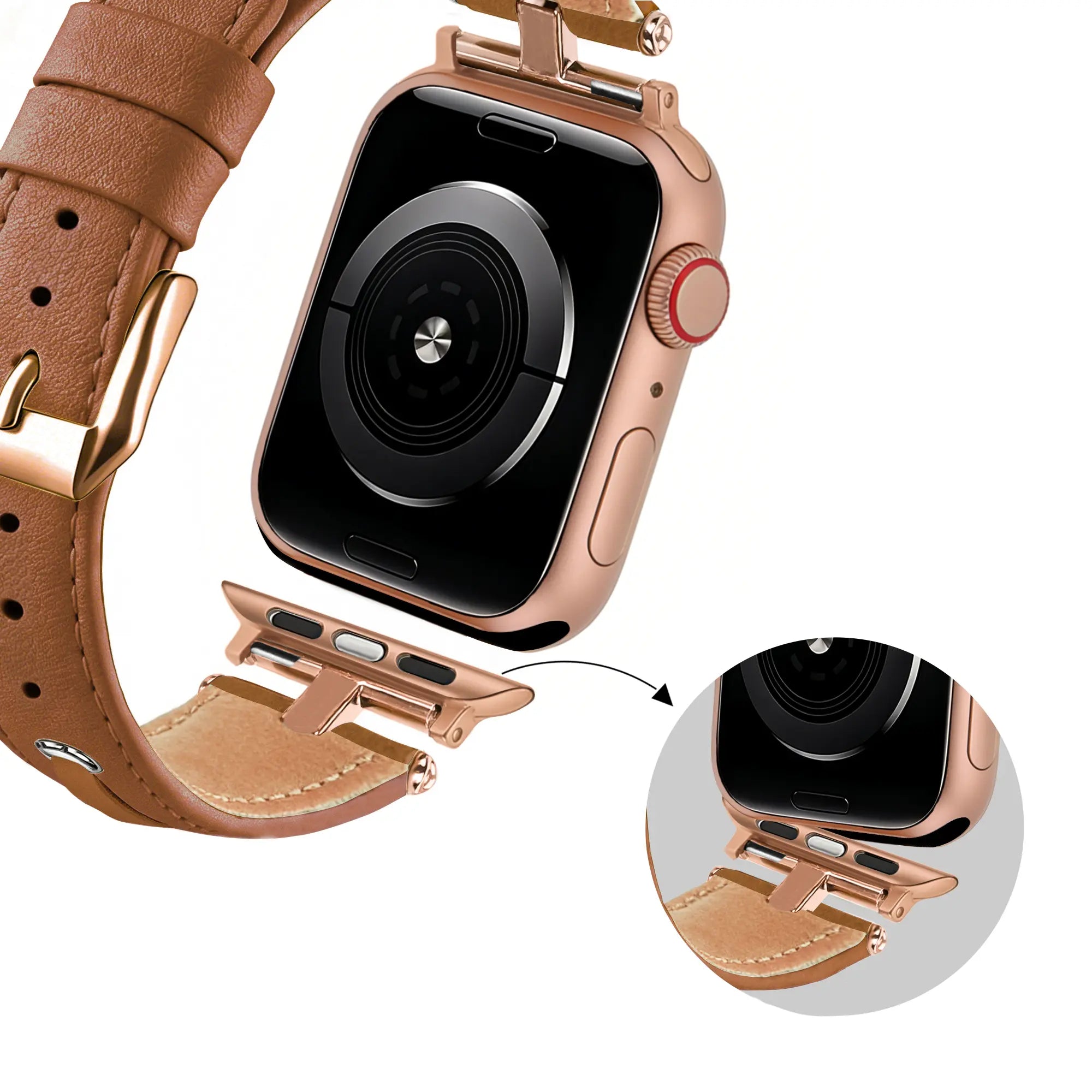 Bandz Apple Watch lederen band 'T-Belt' (bruin)
