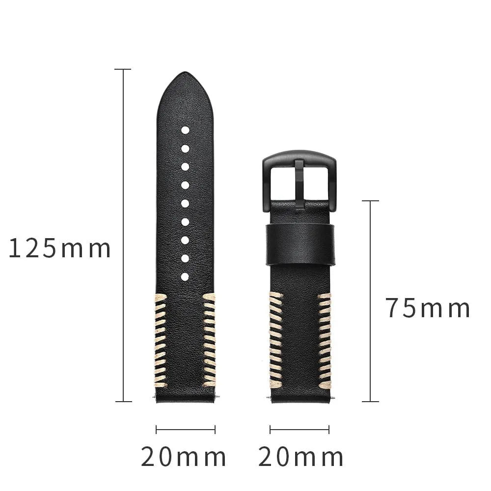 Correa de cuero cosida Huawei Watch GT 3 46mm (negra)