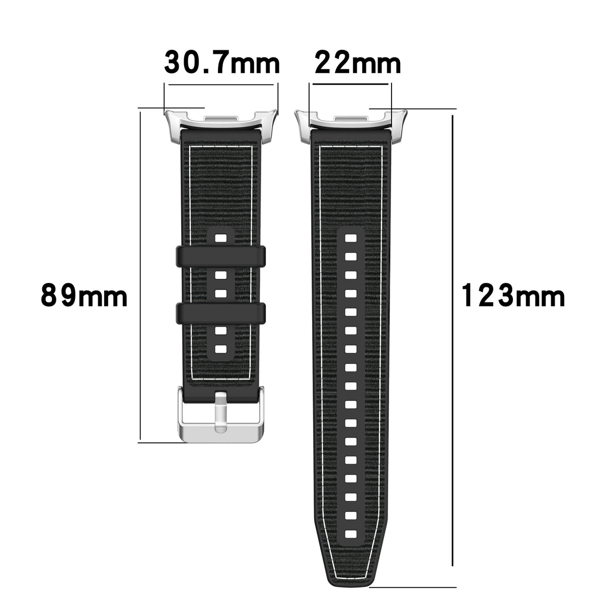 Samsung Galaxy Watch 8 - 40mm nylon hybrid bandje (zwart)