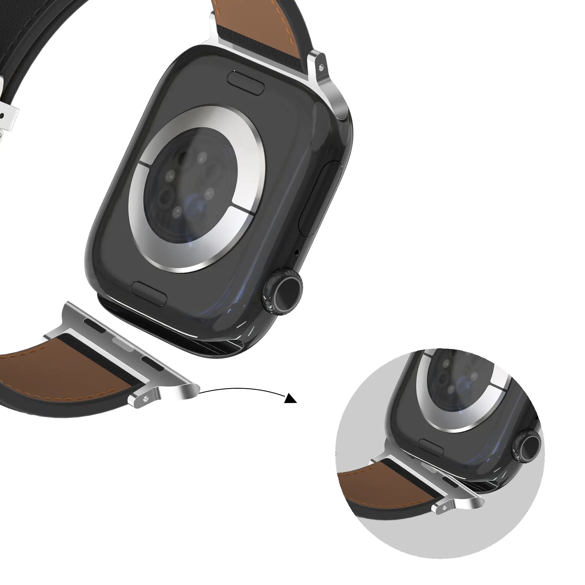 Bandz Apple Watch Lederen band 'D-Type' (zwart)