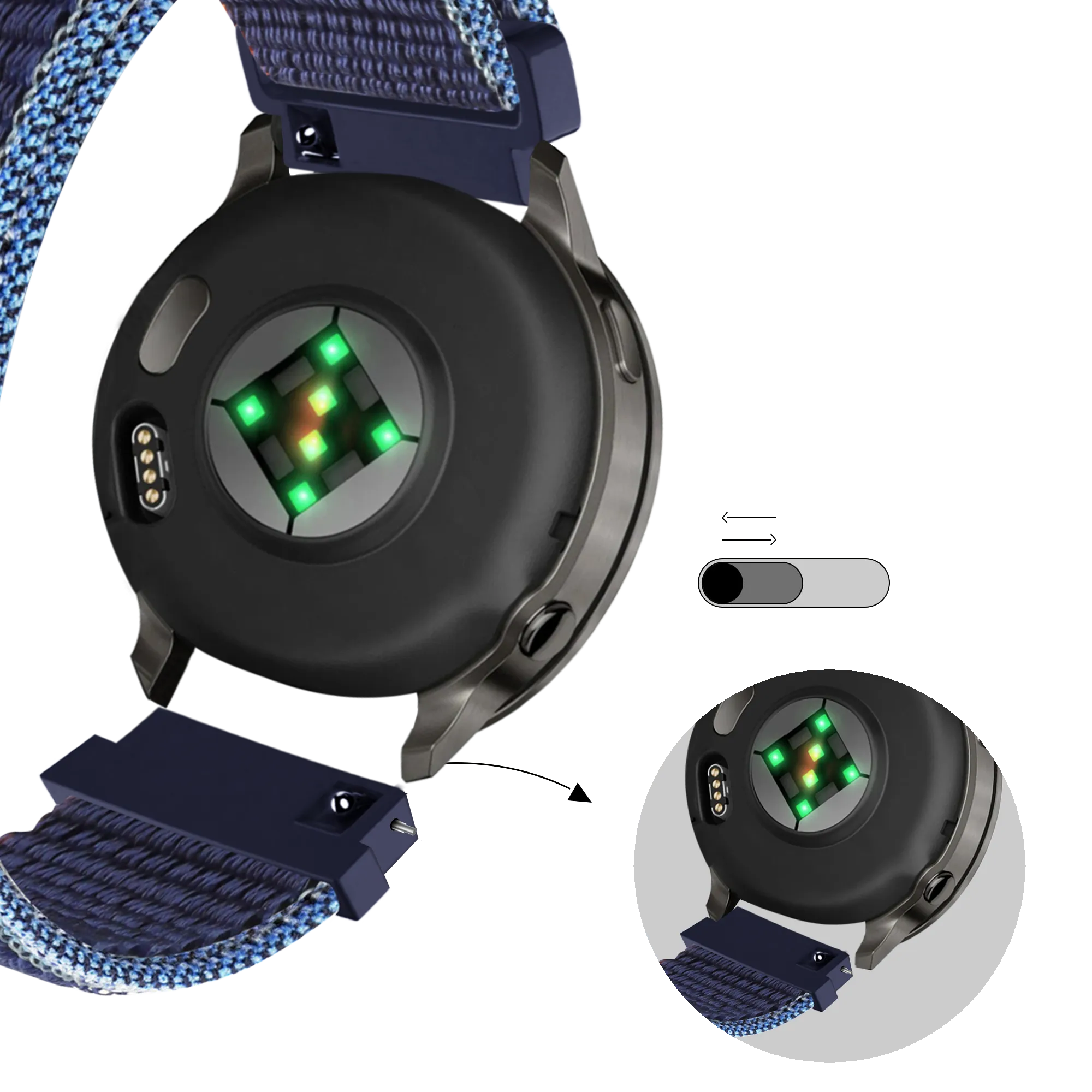 Bandz Garmin Forerunner 255 Nylon Loop Strap (Dark Blue Mix)