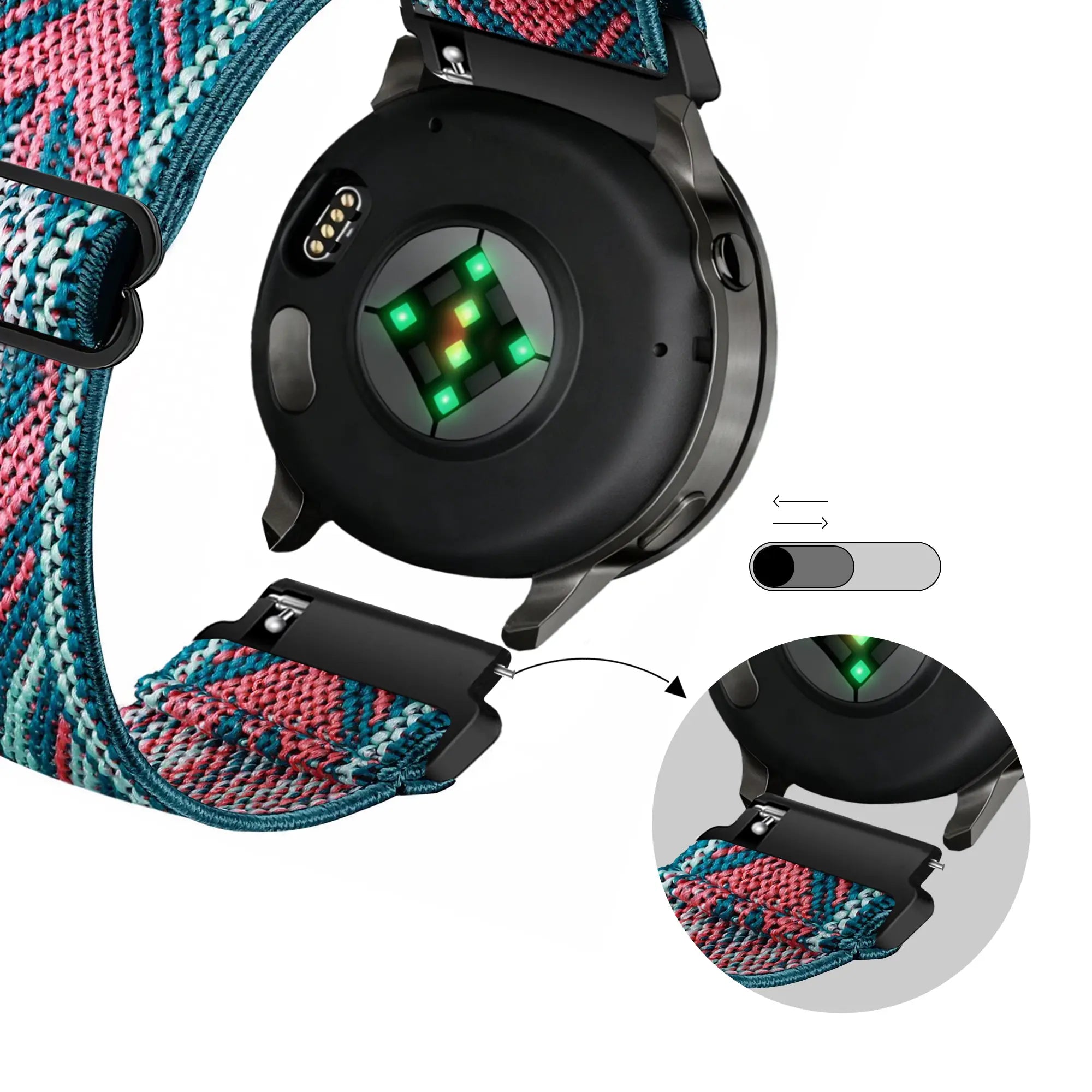 Bandz Garmin Vivoactive 4s Elastic Nylon Strap (Blue Mix)