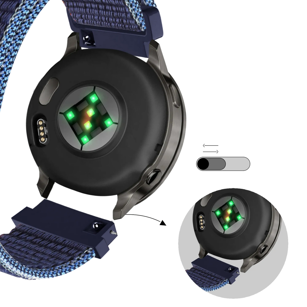 Bandz Garmin Bounce 2 nylon loop band (blauw mix)