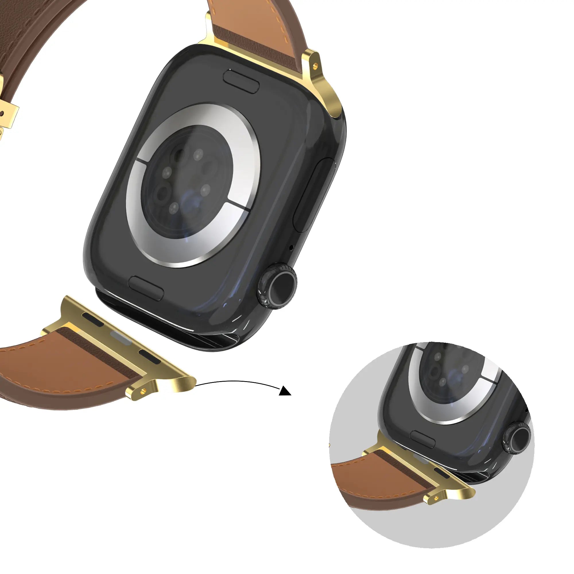 Bandz Apple Watch Lederen band 'D-Type' (donkerbruin)